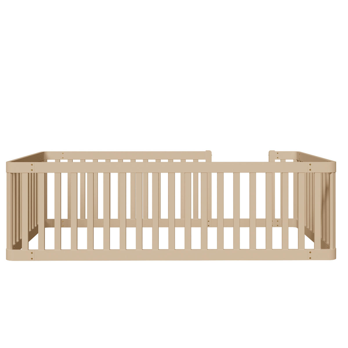 BODENBETT 90/200 cm DE-03458, mit Zaun, in Natur - Creme, Holz (90/200cm) - ComfortXL