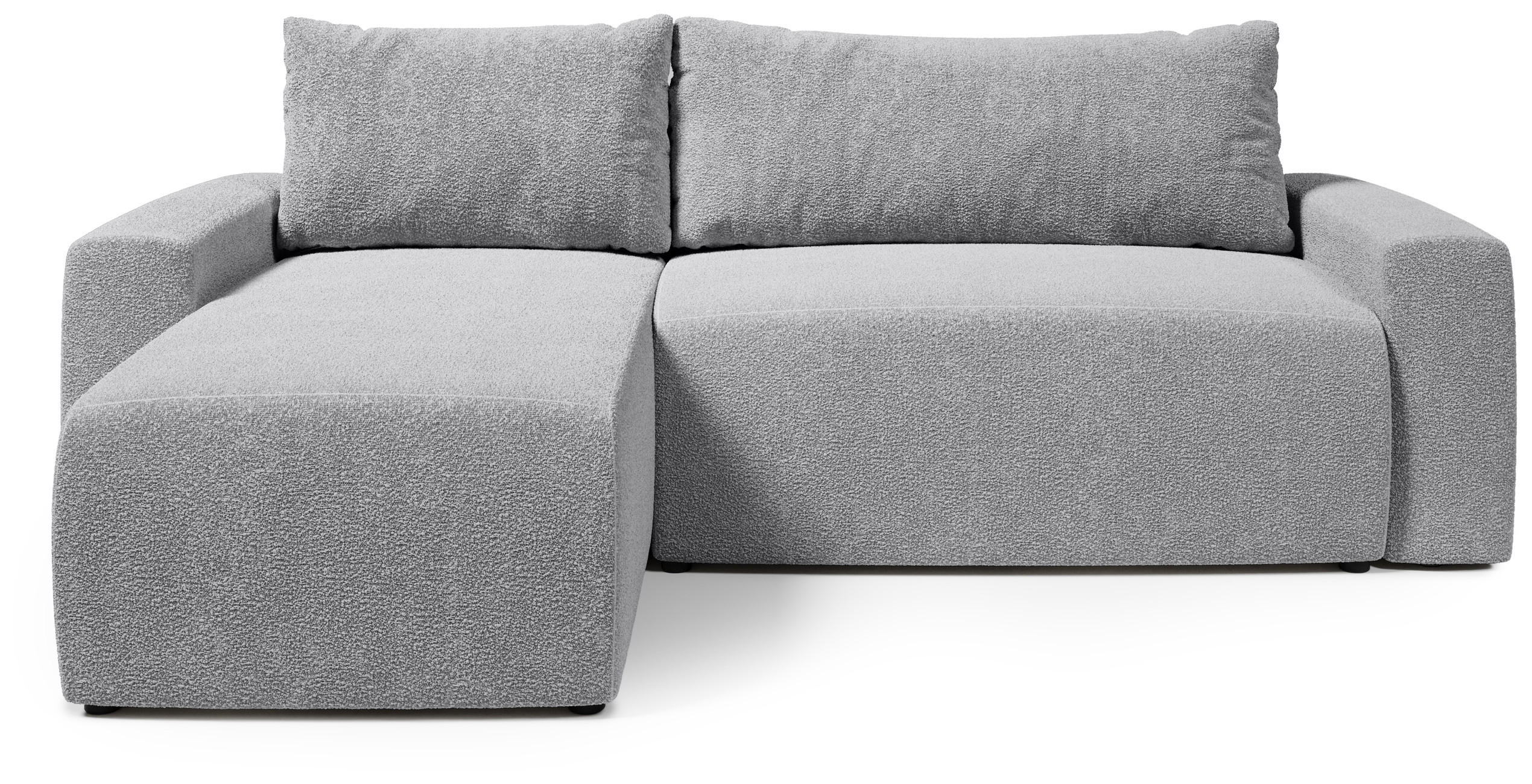 ECKSOFA PLUSH mit Schlaffunktion Grau Boucle - Hellgrau, Textil (240/145cm) - Bromarkt