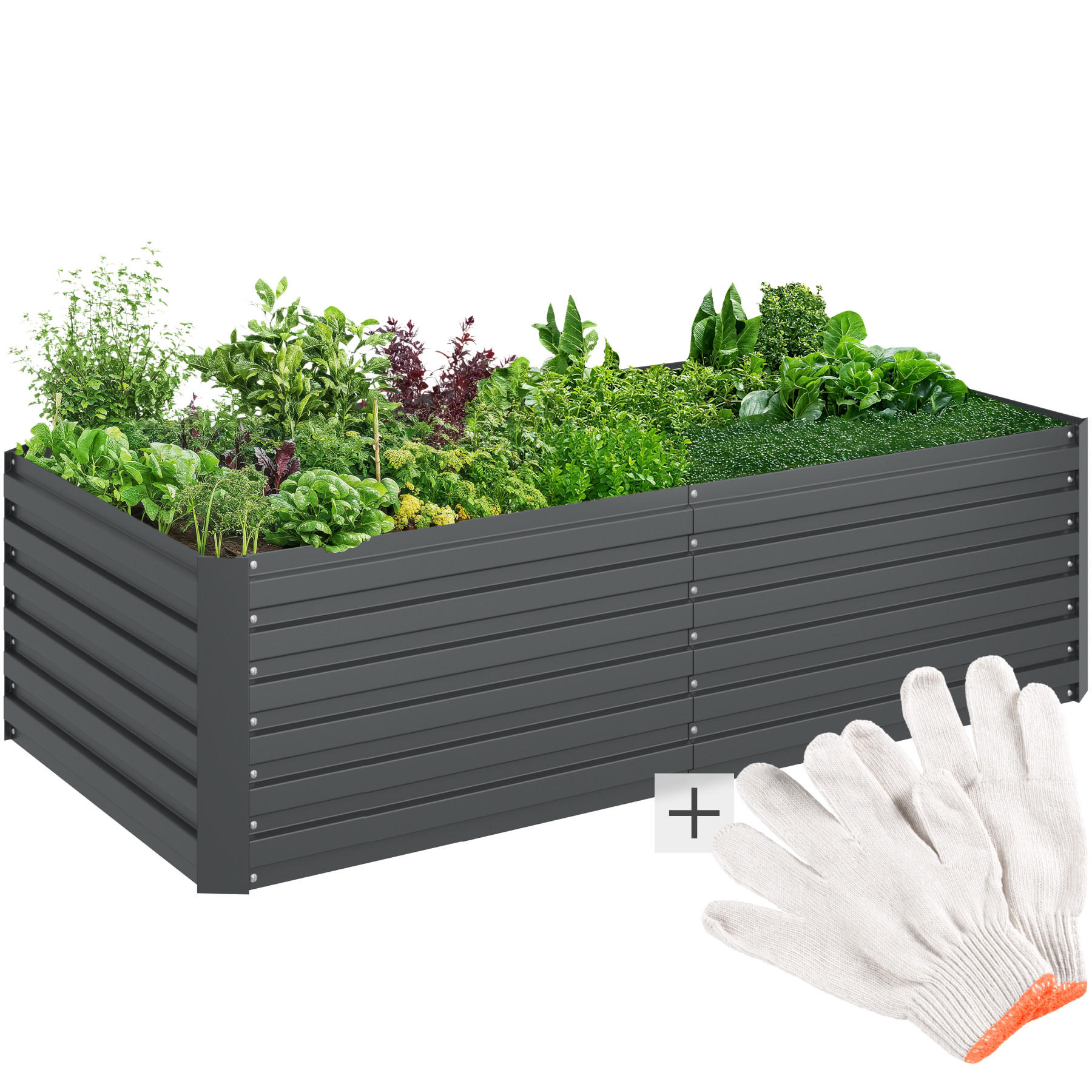HOCHBEET Blomma,200 x 100 x 56 cm,anthrazit - Anthrazit, Metall (200/56/100cm) - tectake