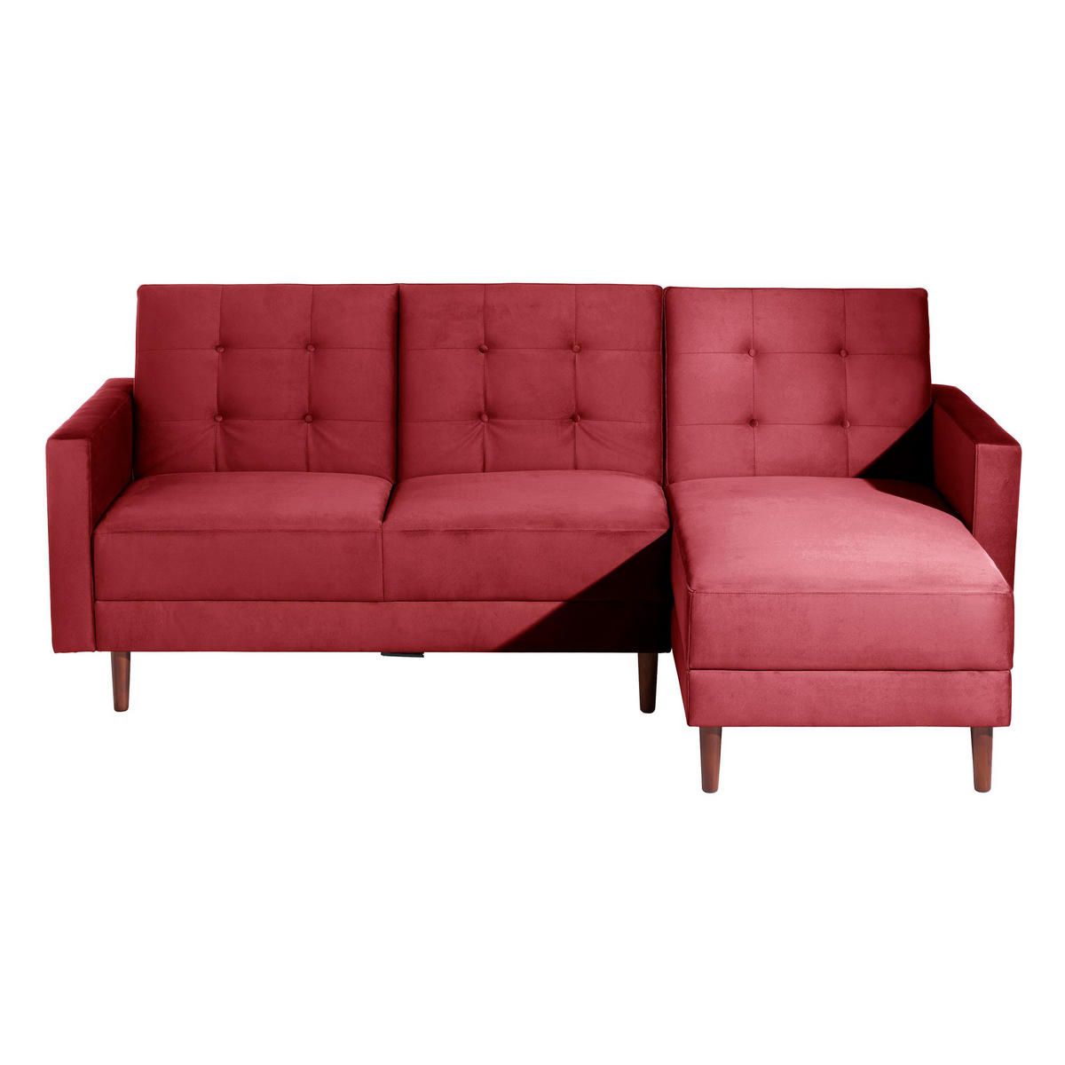 FUNKTIONSSOFA mit Hocker Katunia Samtvelours rot - Rot, Kunststoff (222/92/144cm) - 58aufmkessel