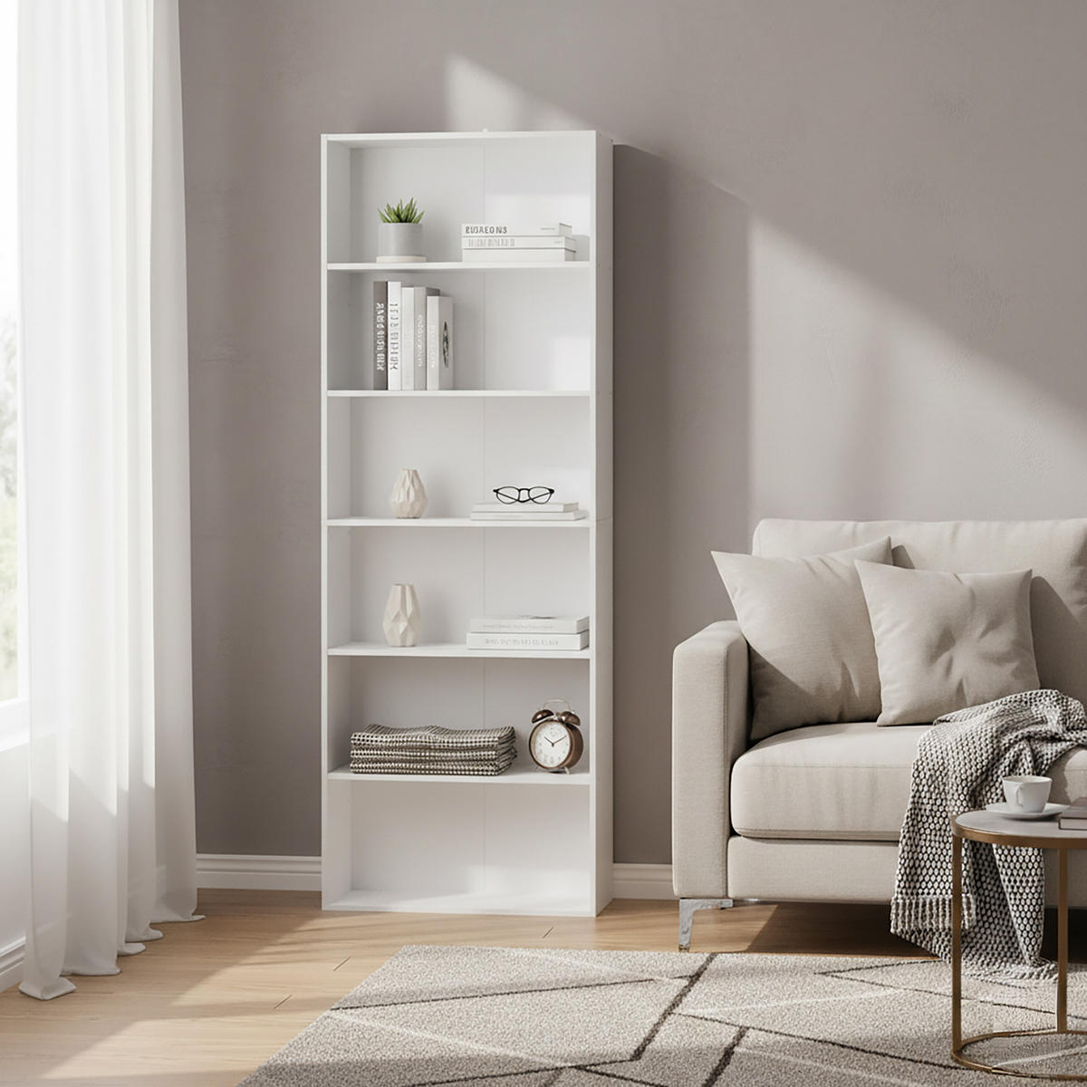 BÜCHERREGAL - Weiß, Holzwerkstoff (60/178.5/24cm) - Relaxdays