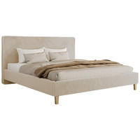 ČALÚNENÁ POSTEĽ LUMARO CLASSIC 140/200 - Krémová Plyš - Matrac Multipocket - krémová/jadrový buk, drevo/textil (140/200cm) - MKS