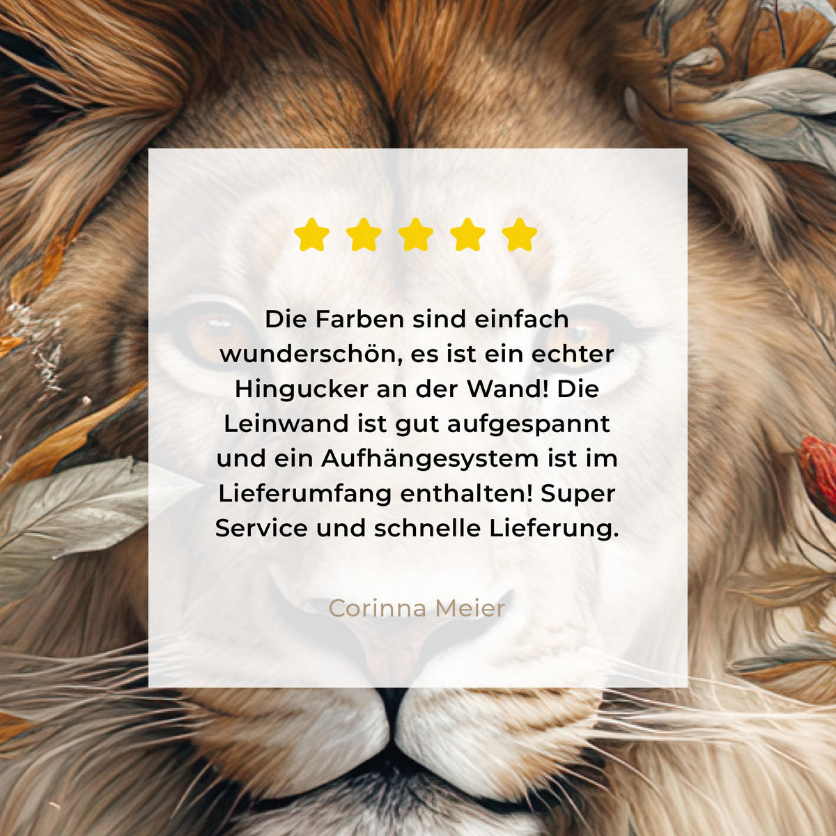 LEINWANDBILD Löwe - Wildtiere - Pflanzen - Natur - Blumen Groß 140x90 cm - Beige, Textil (140/90cm) - MuchoWow
