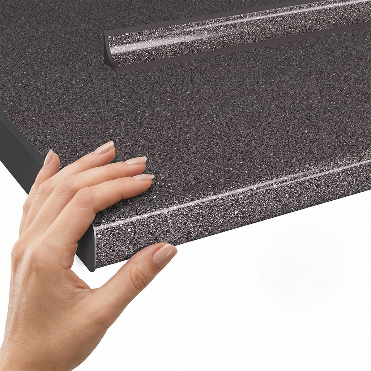 KÜCHENARBEITSPLATTE R-Line, Granit, 160 cm - Anthrazit, Holzwerkstoff (160/2.8/60cm) - Vicco