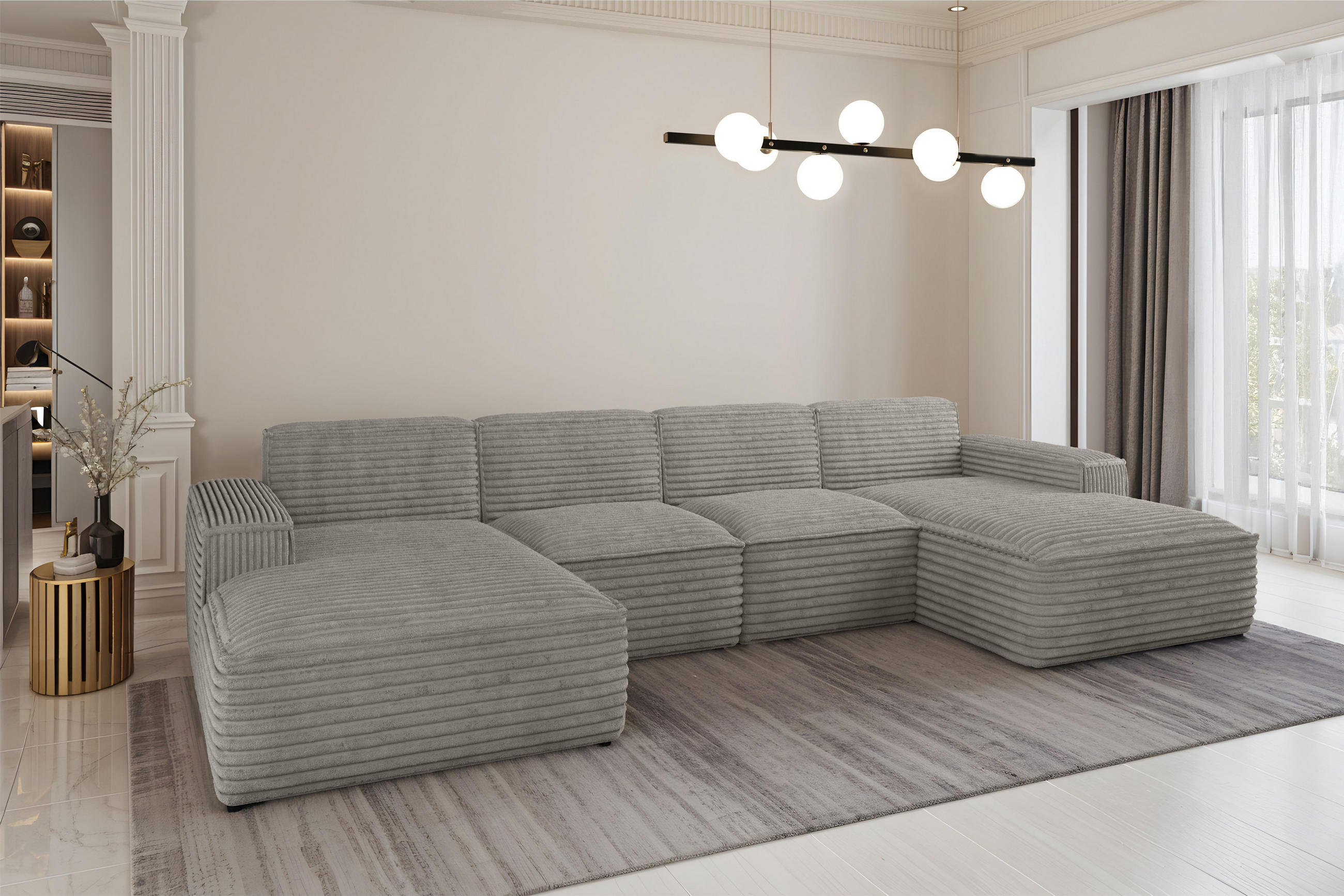 ECKSOFA Siena U ein Stil, der zum Entspannen einlädt, Stoff Velo Grau - Grau, Holz/Textil (344/73/165cm) - Kaiser Möbel