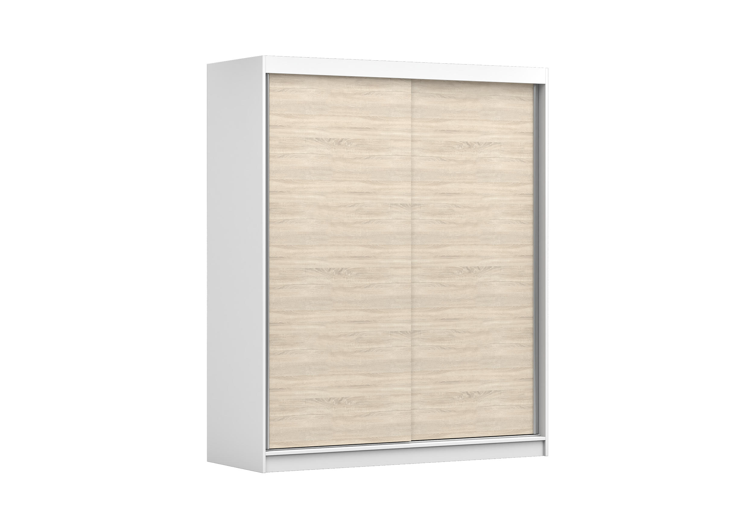 SCHIEBETÜRENSCHRANK - Kleiderschrank EVA 04 - Weiß + Sonoma - Weiß/Sonoma Eiche, Holzwerkstoff (160/195/61cm) - Möblo