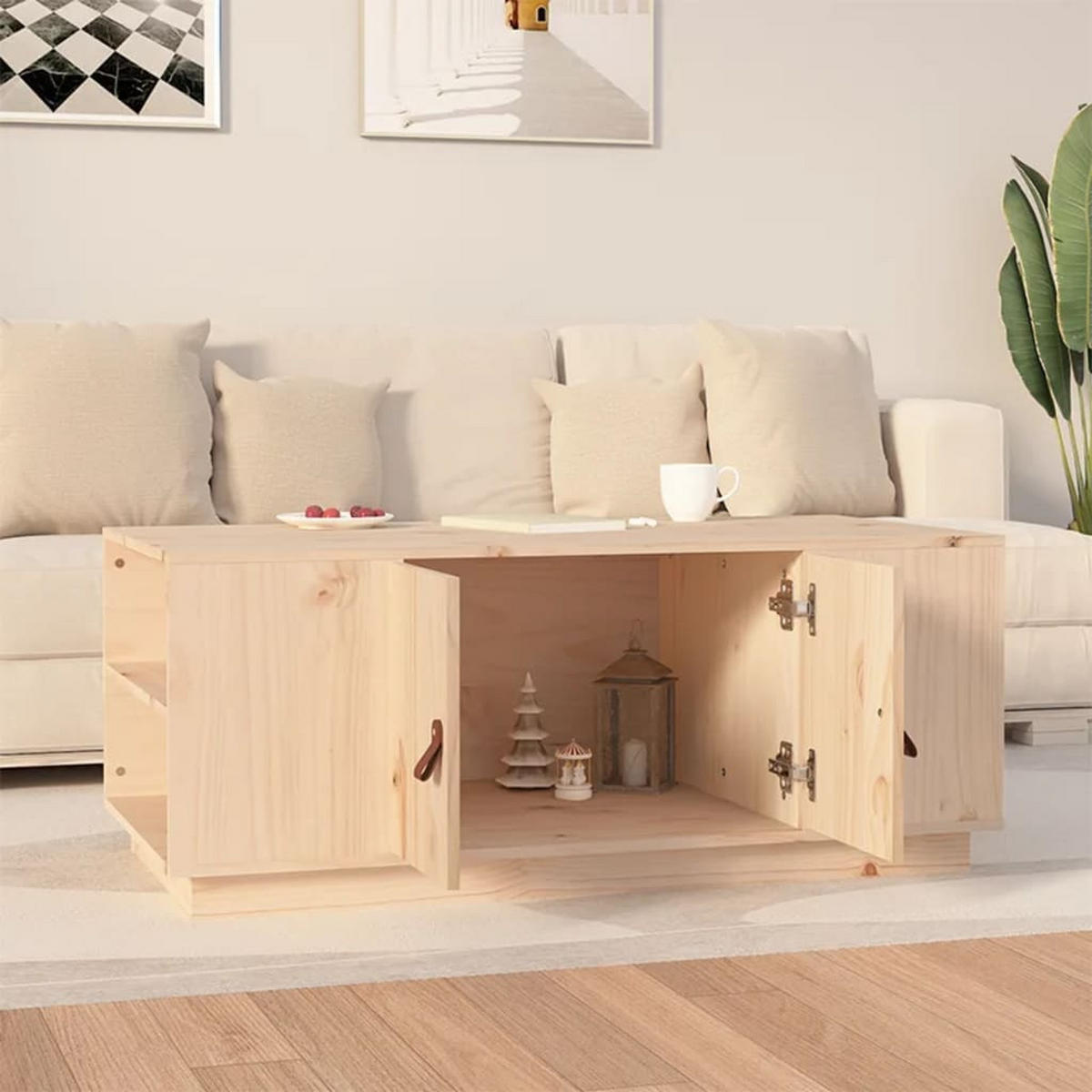 COUCHTISCH 100x50x41 cm Massivholz Kiefer - Hellbraun, Holz (100/50/41cm) - furnicato