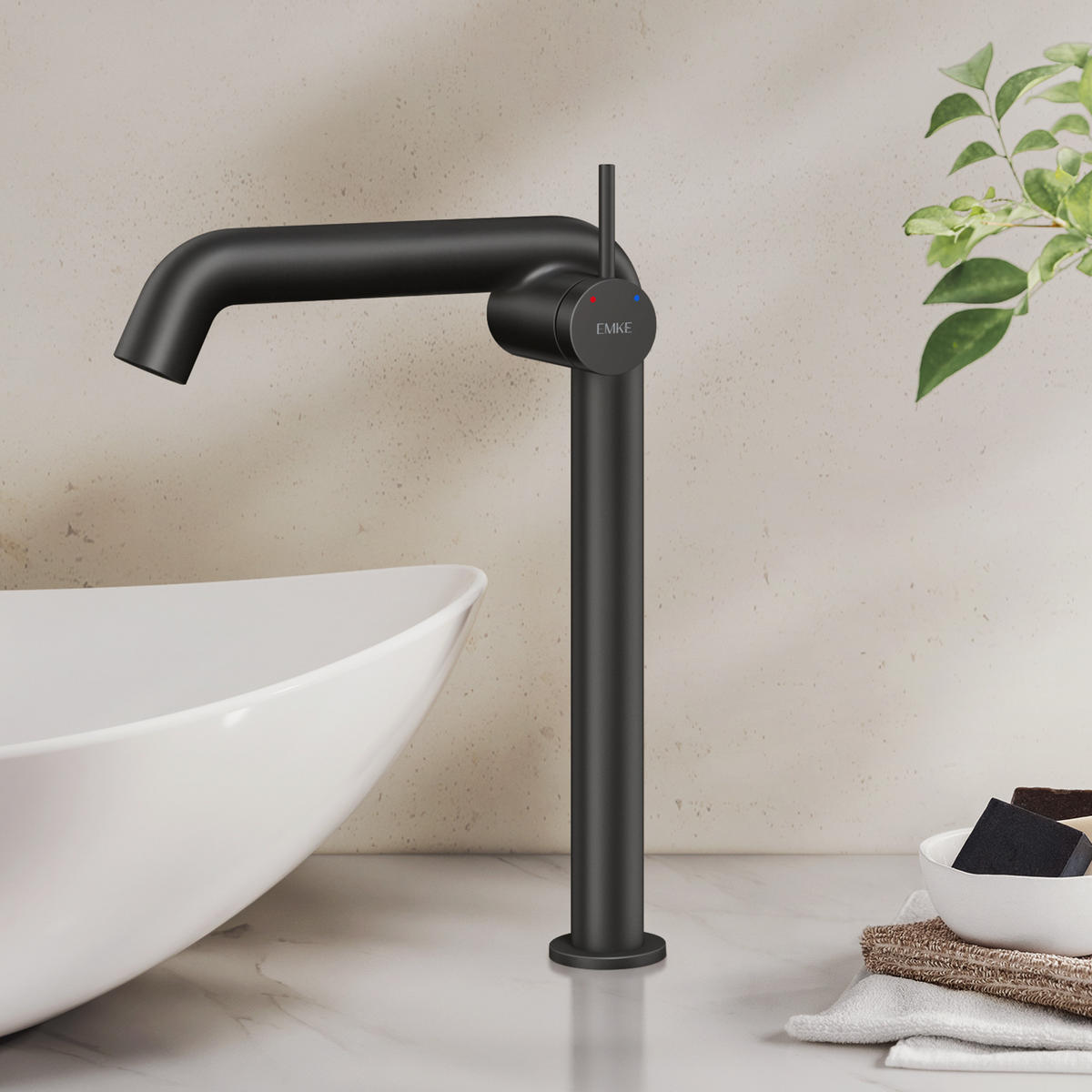 WASCHTISCHARMATUR Wasserzulaufrohr aus Edelstahl Schwarz Matt 26cm - Schwarz, Metall (22/7.6/33.2cm) - EMKE