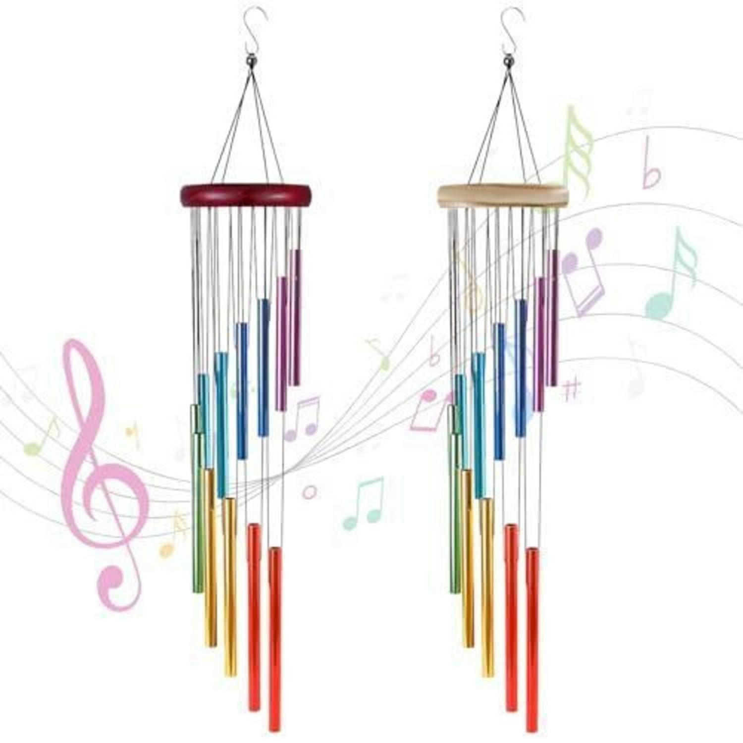 WINDSPIEL 2-teiliges Set Aluminiumrohr Regenbogenfarben 61 cm - Multicolor, Metall (61/8.5/1cm)
