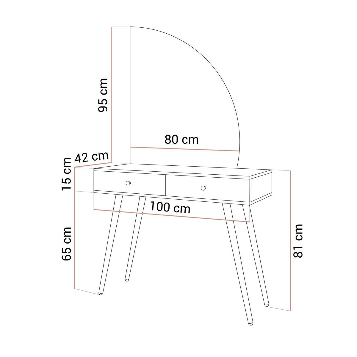 SCHMINKTISCH SIENNA-QS KASCHMIR mit LED-Spiegel PUSH OPEN - Kaschmir, Holzwerkstoff (100/81/42cm) - Lookway