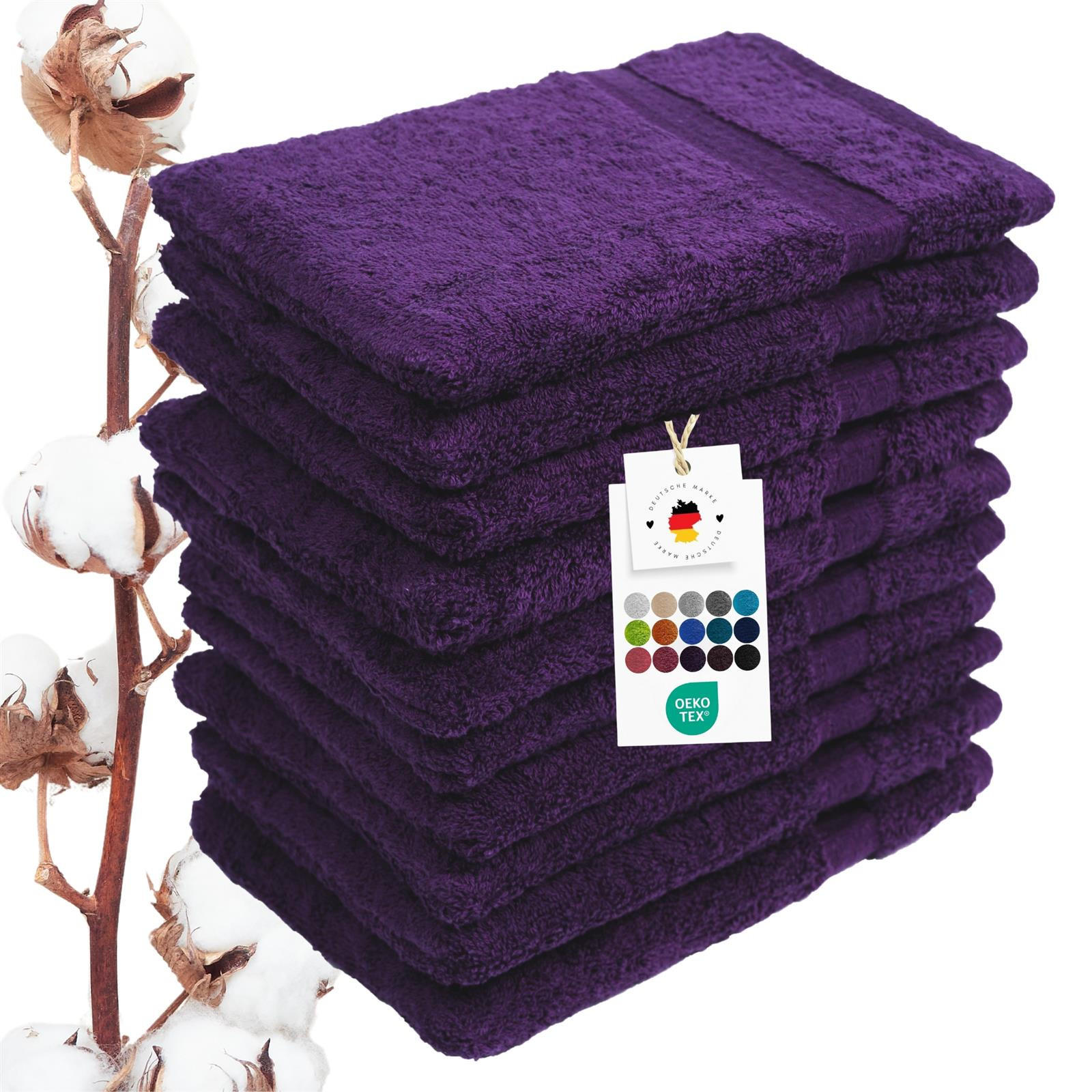 WASCHLAPPEN 16x21 cm aus 100% Baumwolle 500g/m2, 10er Set Waschhandschuhe Lila - Lila, Textil (16/21cm) - Carpe Sonno
