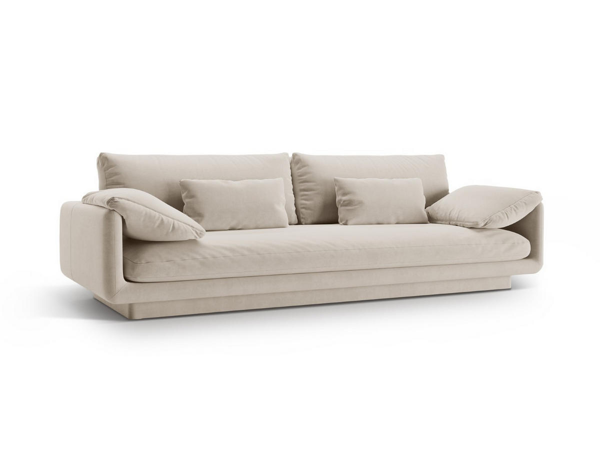SOFA Torino aus Samt ecru 4 Sitzplätze - Ecru, Textil (250/83/103cm) - Micadoni