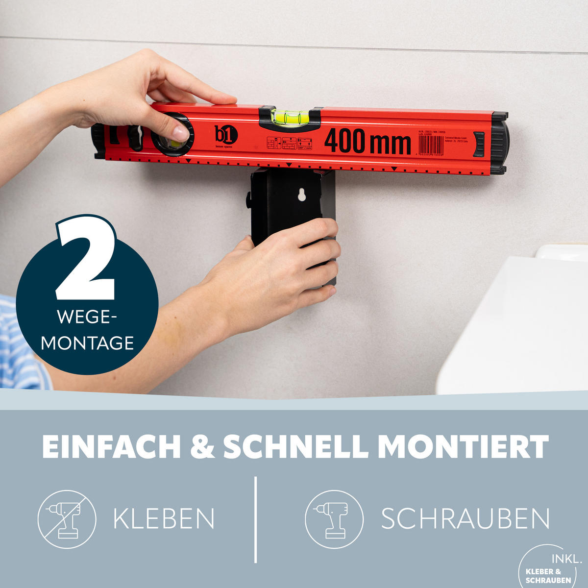 WC-GARNITUR inkl. Wandhalterung - Schwarz, Metall (10/39/13.5cm) - bremermann