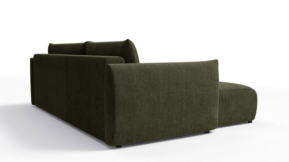 ECKSOFA TAUER 3-Sitzer rechts, olive - Dunkelgrün/Schwarz, Holz/Textil (248/173cm) - Courtois Laville