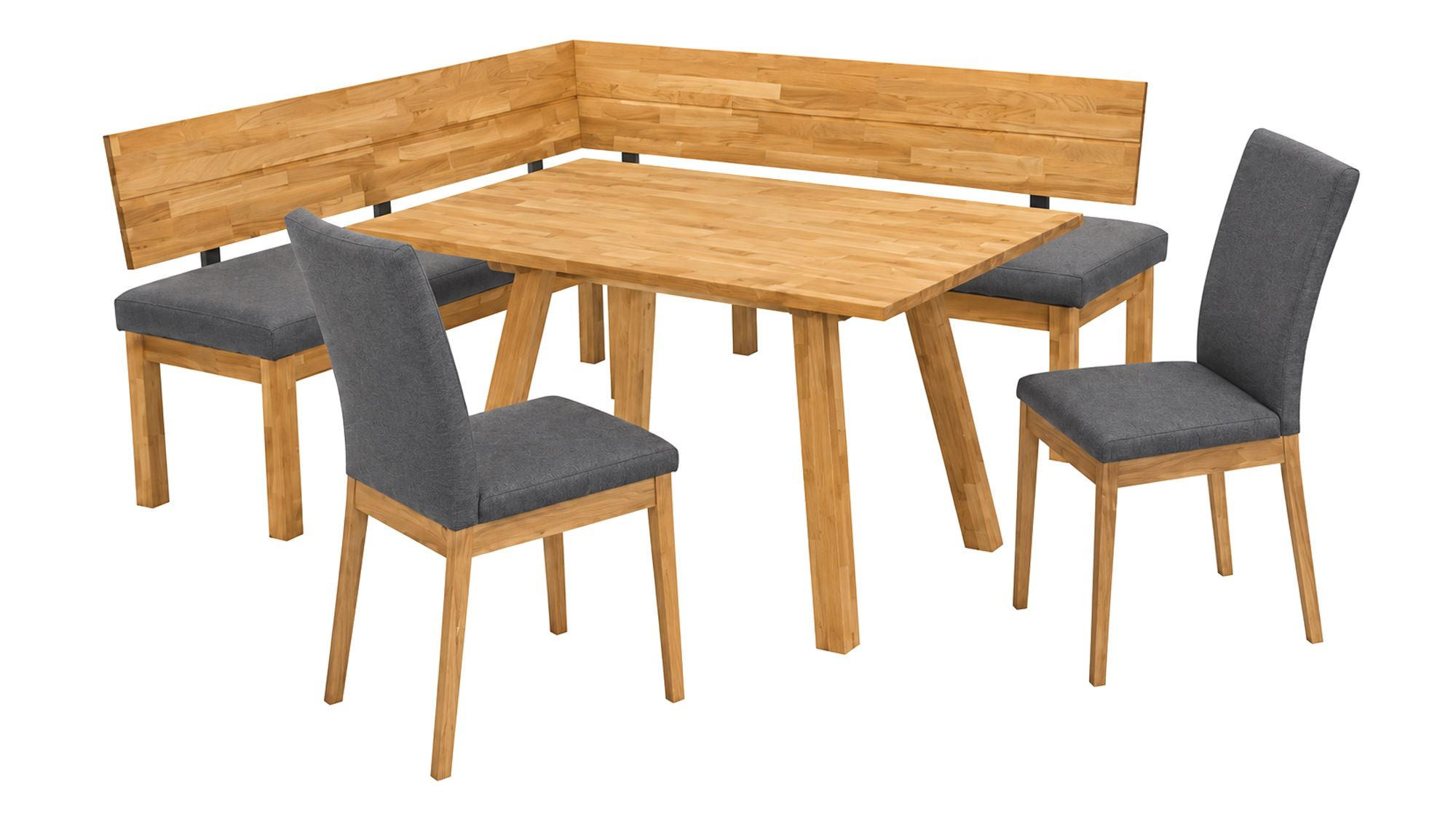 ECKBANKGRUPPE Modern Danny 3 für 7 Personen Massivholz Wildeiche/Grau - Wildeiche/Grau, Holz (155/85/194cm) - 58aufmkessel