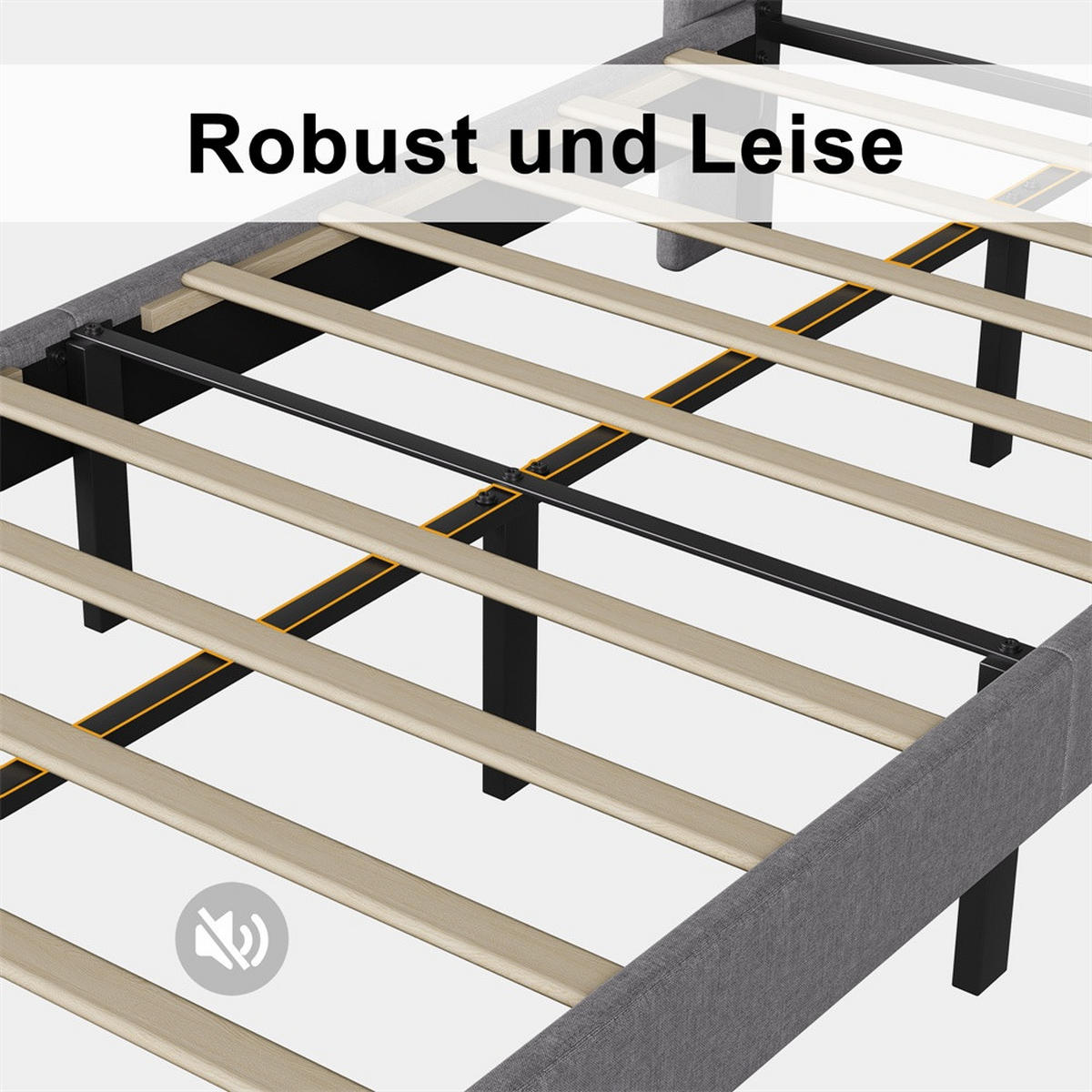 POLSTERBETT 90 x 200 cm aus Leinen mit gepolstertem Kopfteil - tabile Bettbeine ohne Matratze - Grau - Grau, Textil (90/200cm) - DELFA