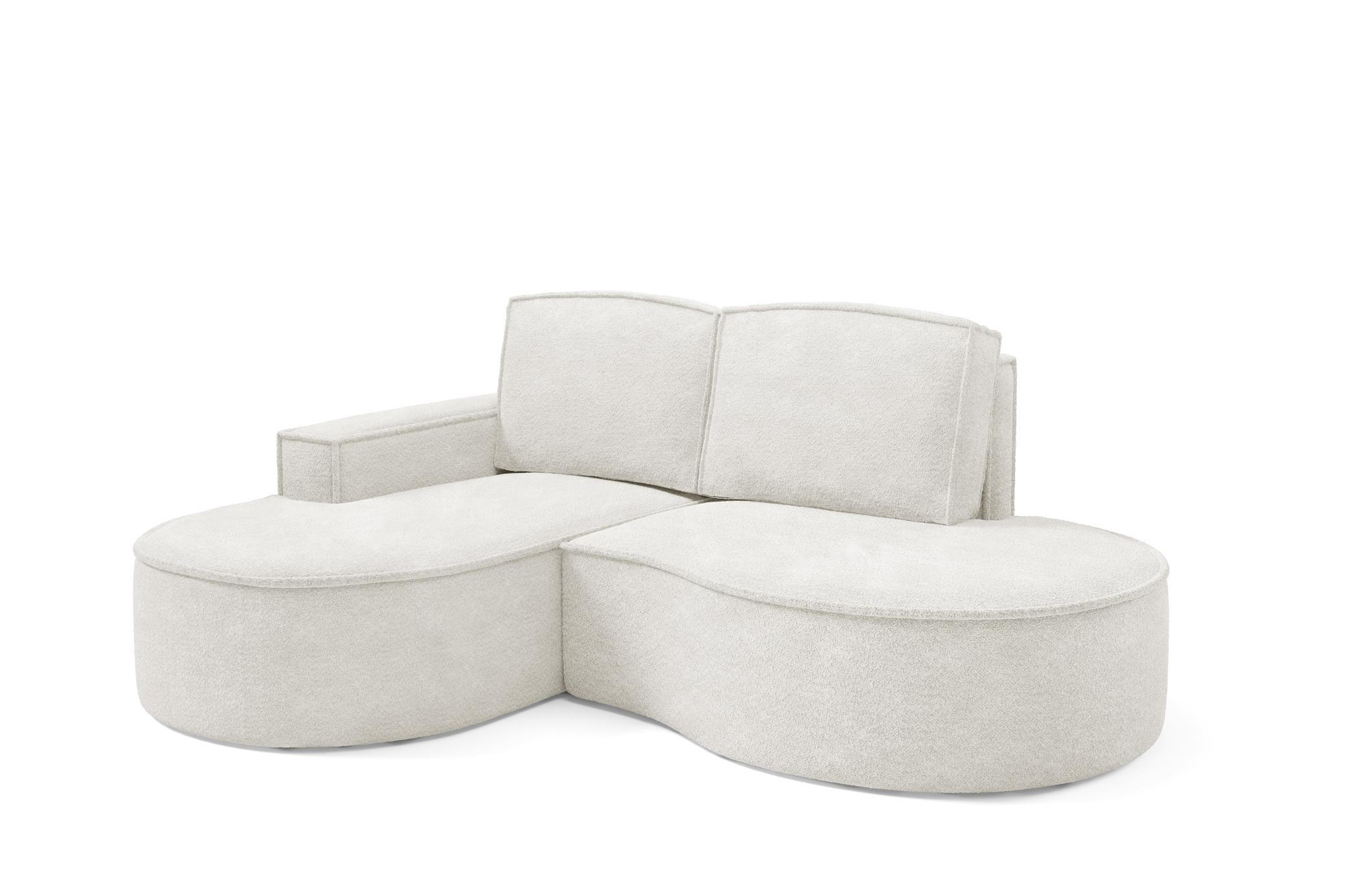ECKSOFA Flow Weiß, mit Kissen in Abriamo Stoff, linke seite - Weiß, Holzwerkstoff/Textil (210/157cm) - Bettso
