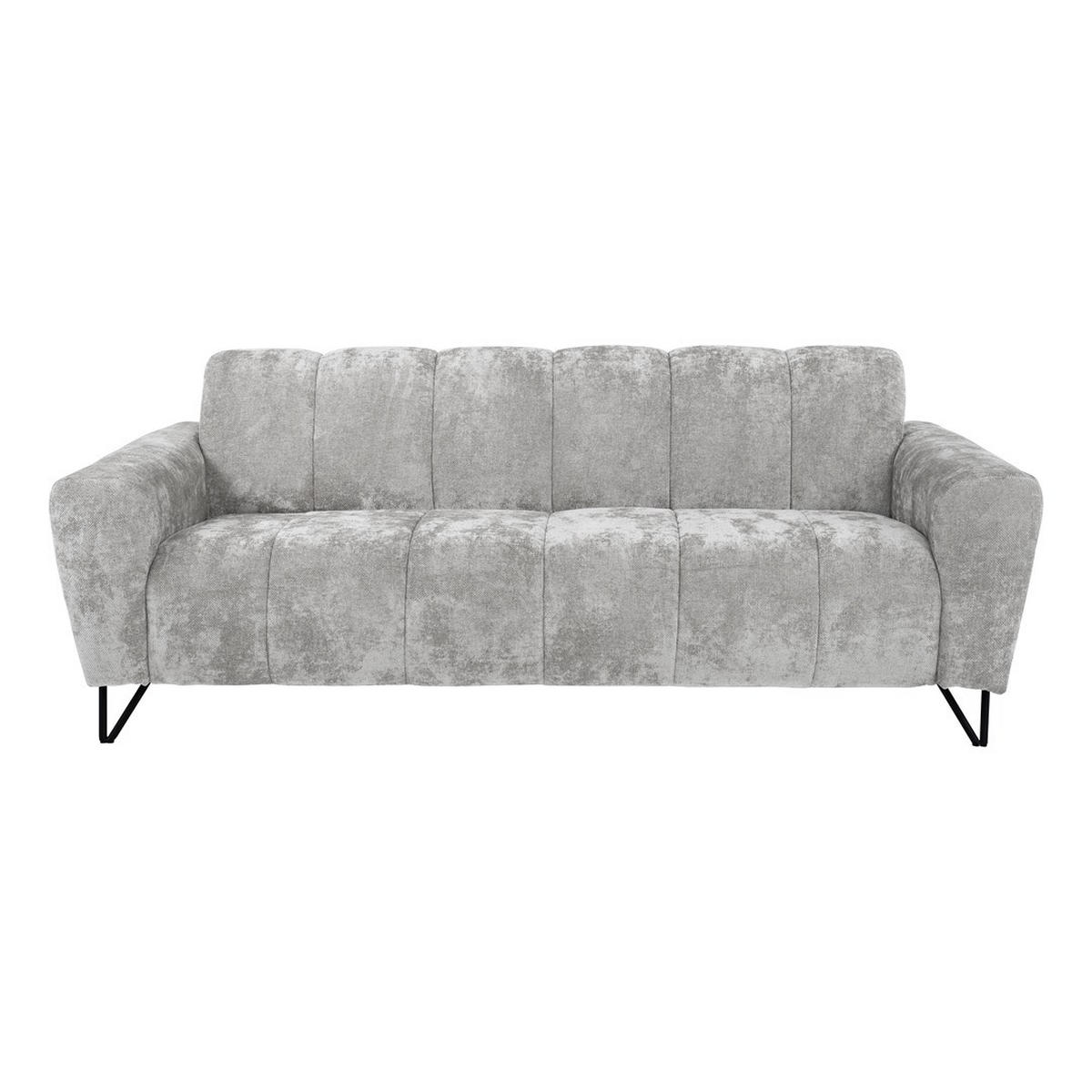 3-SITZER SOFA Volare mit Metallbeinen hellgrau - Hellgrau/Schwarz, Textil/Metall (220/83/98cm) - Beautysofa