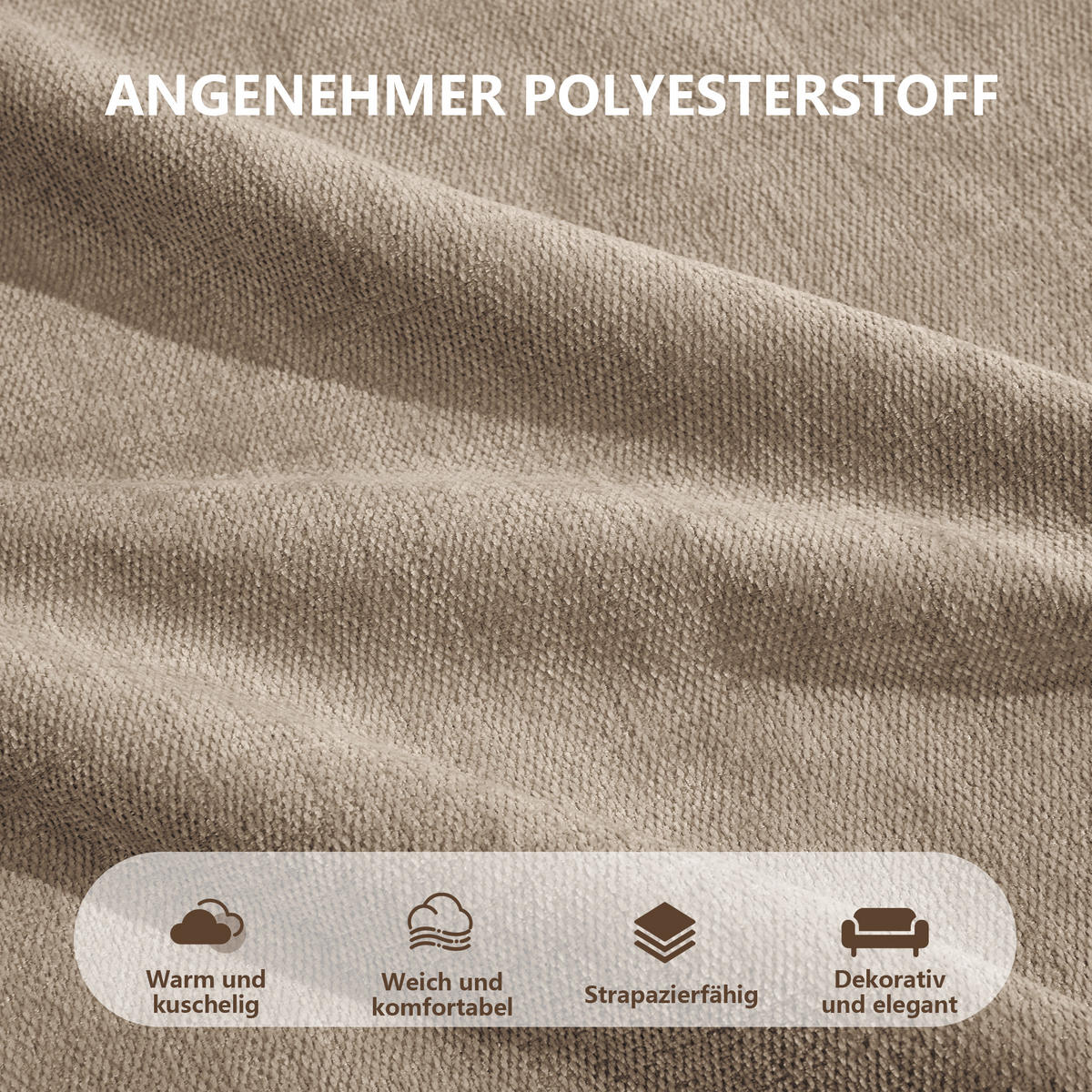 ECKSOFA 344/162/67 cm Sand mit 1 Fußhocker - Sandfarben, Textil (344/162cm) - Oxeza