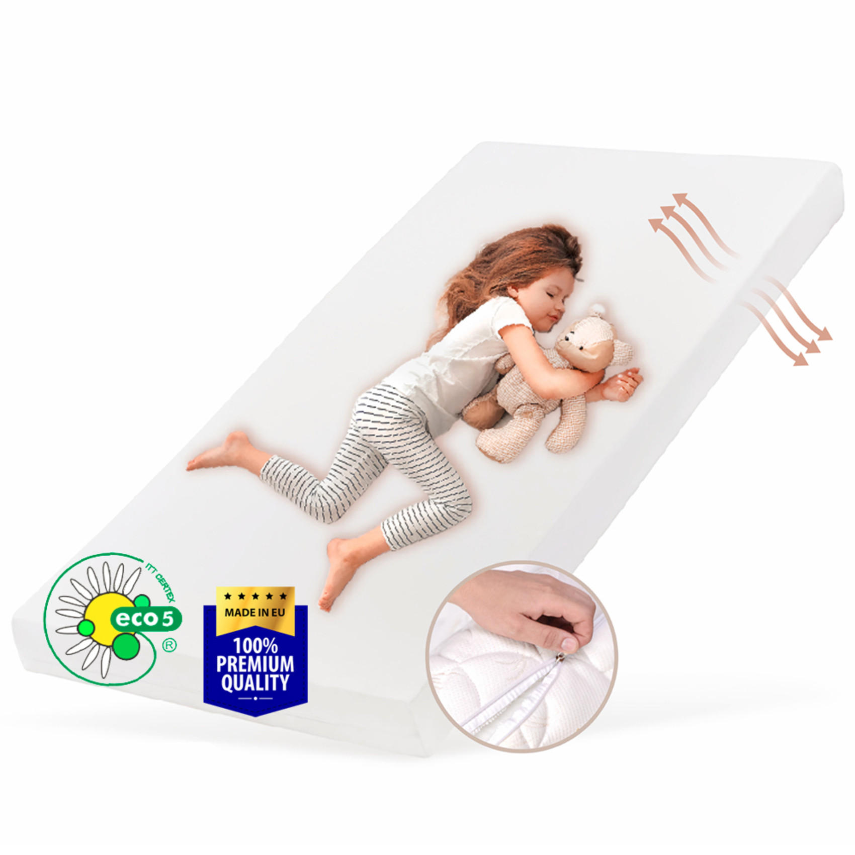 KINDERMATRATZE 80x160 cm 6cm hoch - Weiß, Naturmaterialien (80/160cm) - Kids Collective
