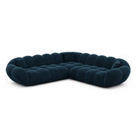ECKSOFA Liva Mitternachtsblau Samtstoff - Dunkelblau, Textil (258/258cm) - VAROYAL