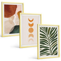 BILDER SET 3er Set - 40x60 cm Goldrahmen - Abstrakte Blattformen - Goldfarben, Kunststoff (40/60cm) - TULUP