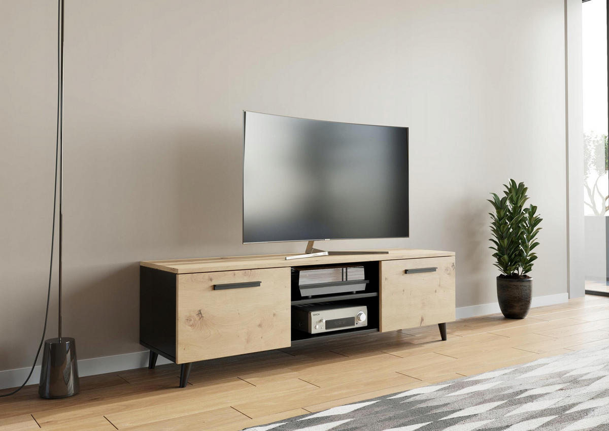 FERNSEHKOMMODE Bergen Artisan Eiche-Schwarz 150/40/47 cm - Multicolor, Holzwerkstoff (150/47/40cm) - Matkam Möbel