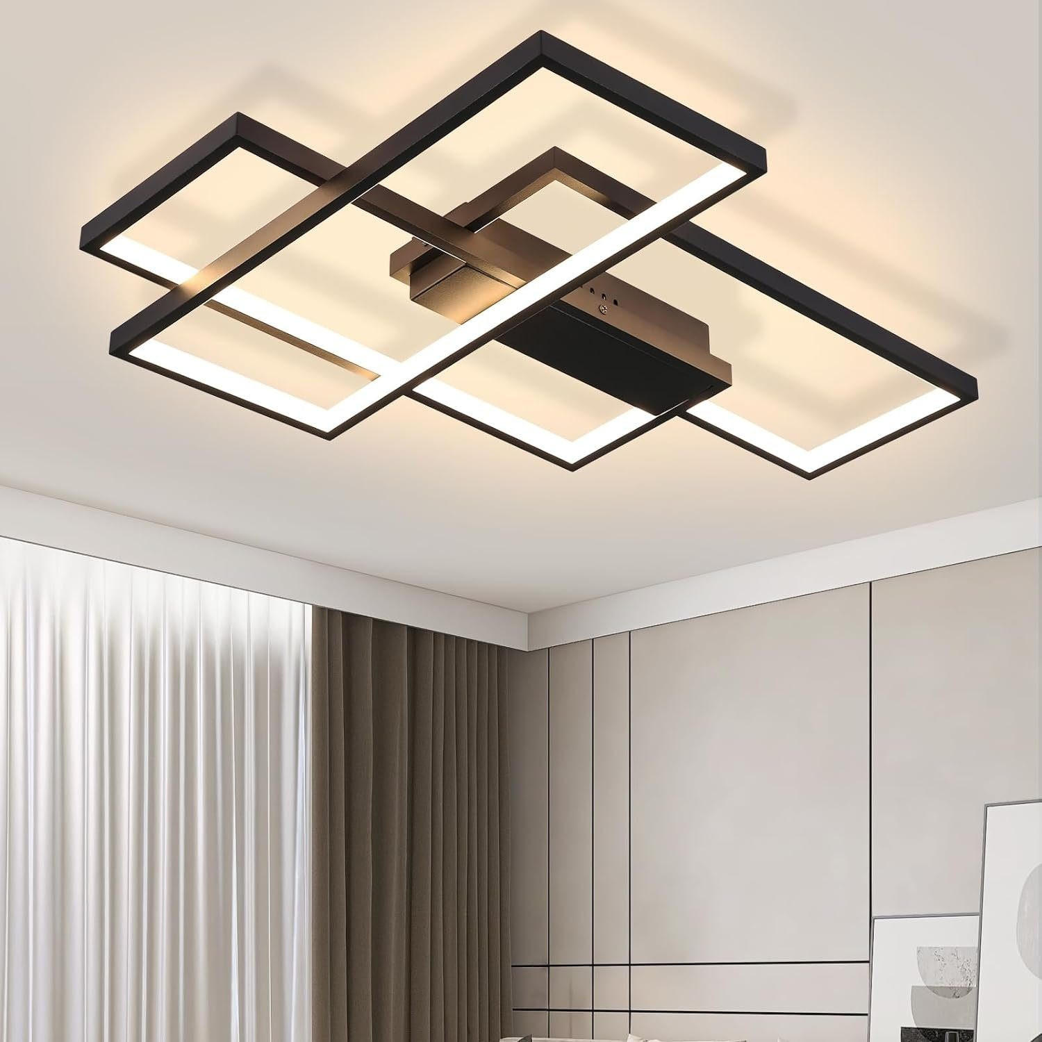 LED-DECKENLEUCHTE Berthold 67/47/9.7 cm - Schwarz, Metall (67/47/9.7cm) - Nettlife