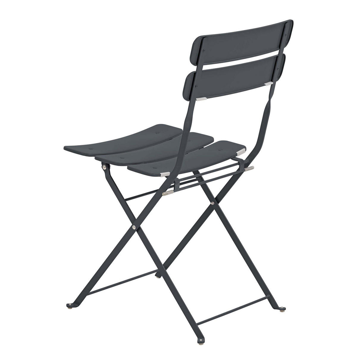 GARTENSET runder Tisch und 2 Stühle, Grau - Grau, Metall - Oviala