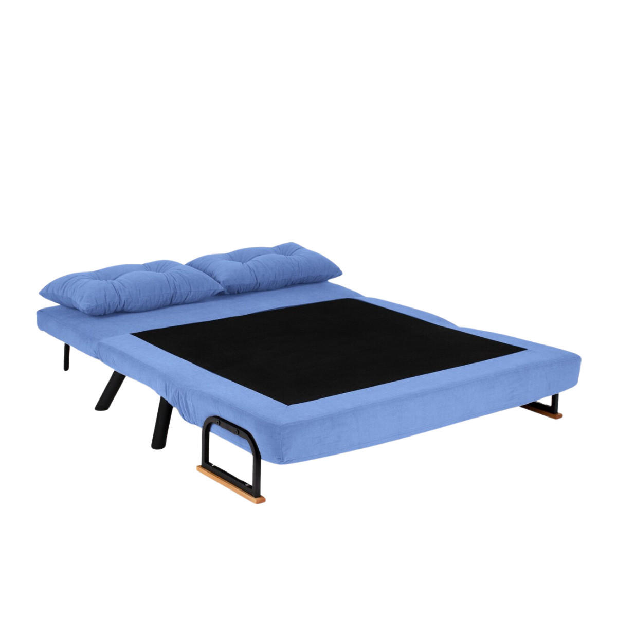 SCHLAFSOFA für 2 Personen mit Stoffbezug und Metallfüßen 133/50/41 cm - Blau, Metall (50/41/133cm) - Calicosy