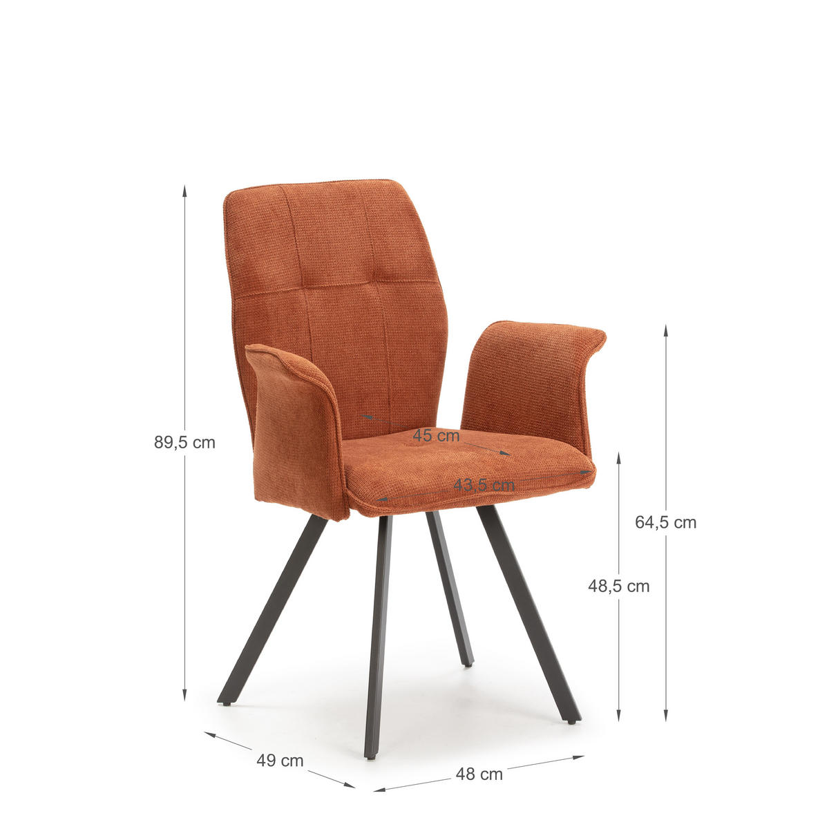 ESSZIMMERSTUHL Mery Braun 62/60/47 cm 2er-Set - Braun, Textil (60/47/62cm) - Calicosy