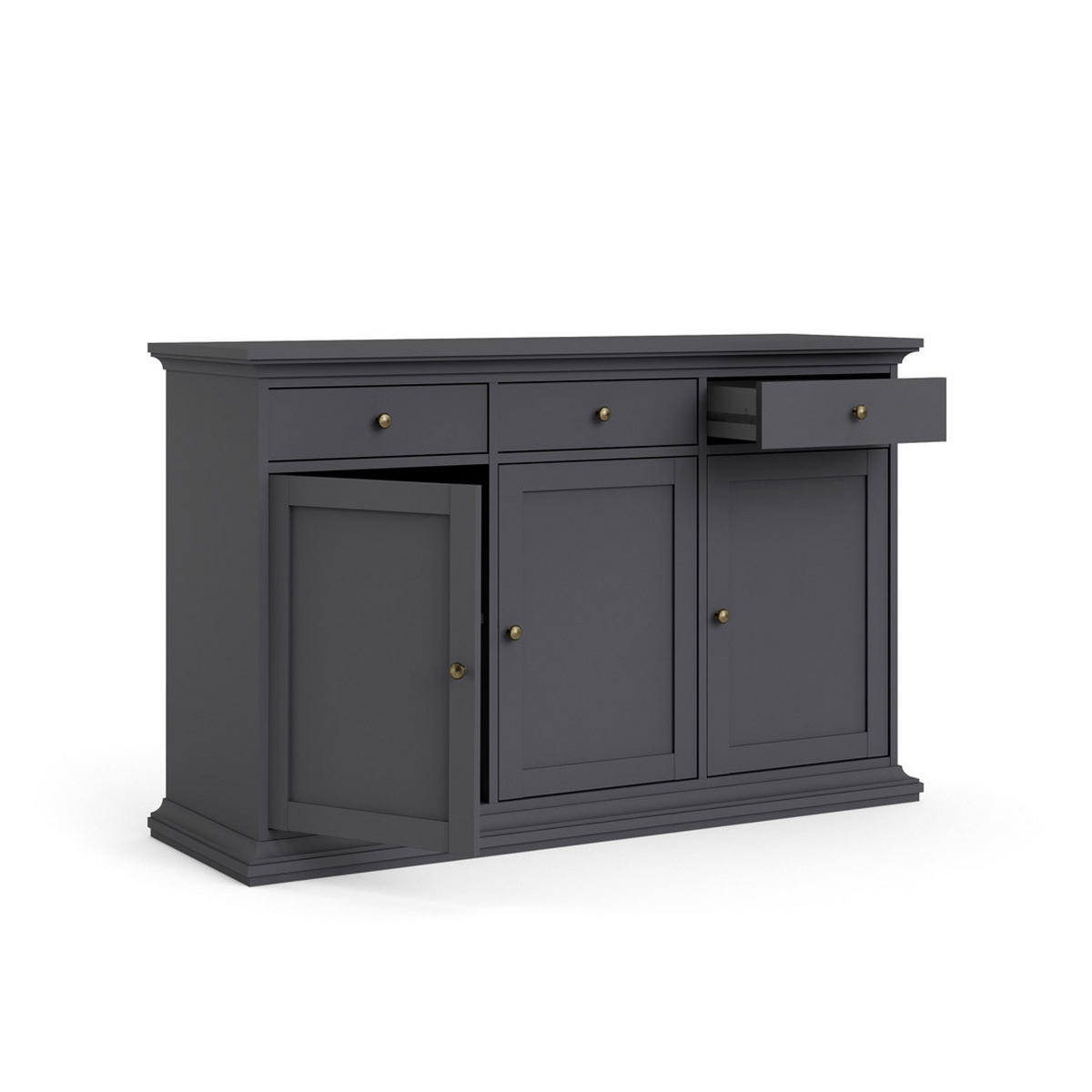 SIDEBOARD matt grau - Grau, Holzwerkstoff (144/92/47cm) - ebuy24