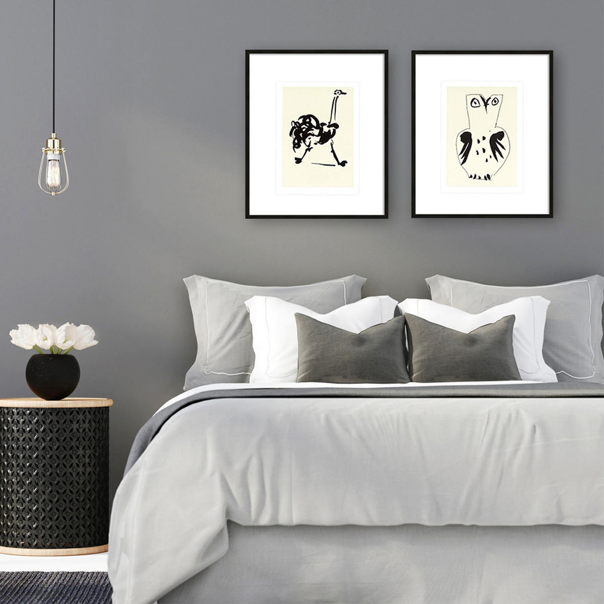 BILD gerahmt 53x63 cm Pablo Picasso „Eule“ - Weiß, Holz (53/63cm) - artissimo