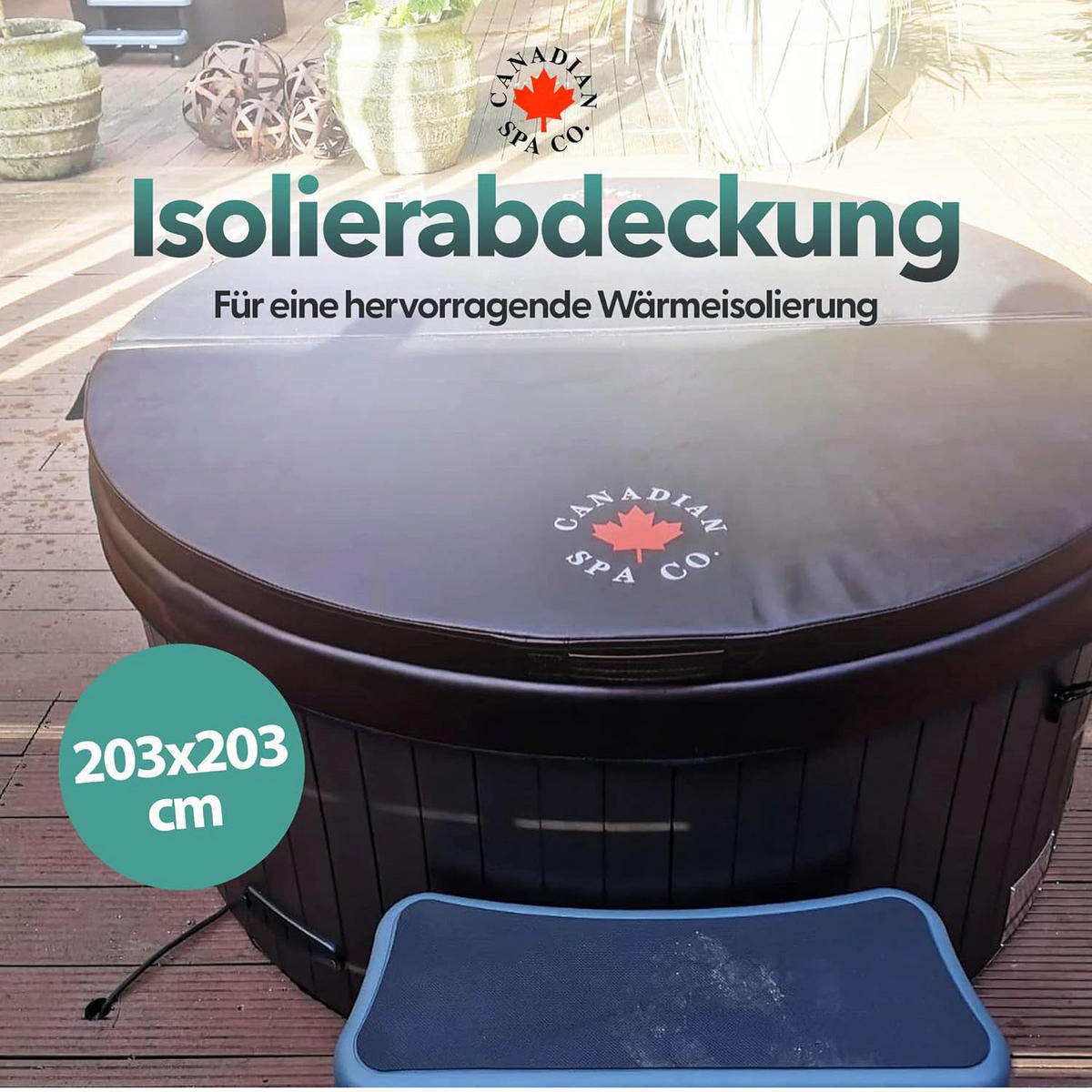 WHIRLPOOL ISOLIERABDECKUNG Braune runde Whirlpool-Abdeckung - Braun, Leder (203/203cm) - Canadian Spa Company