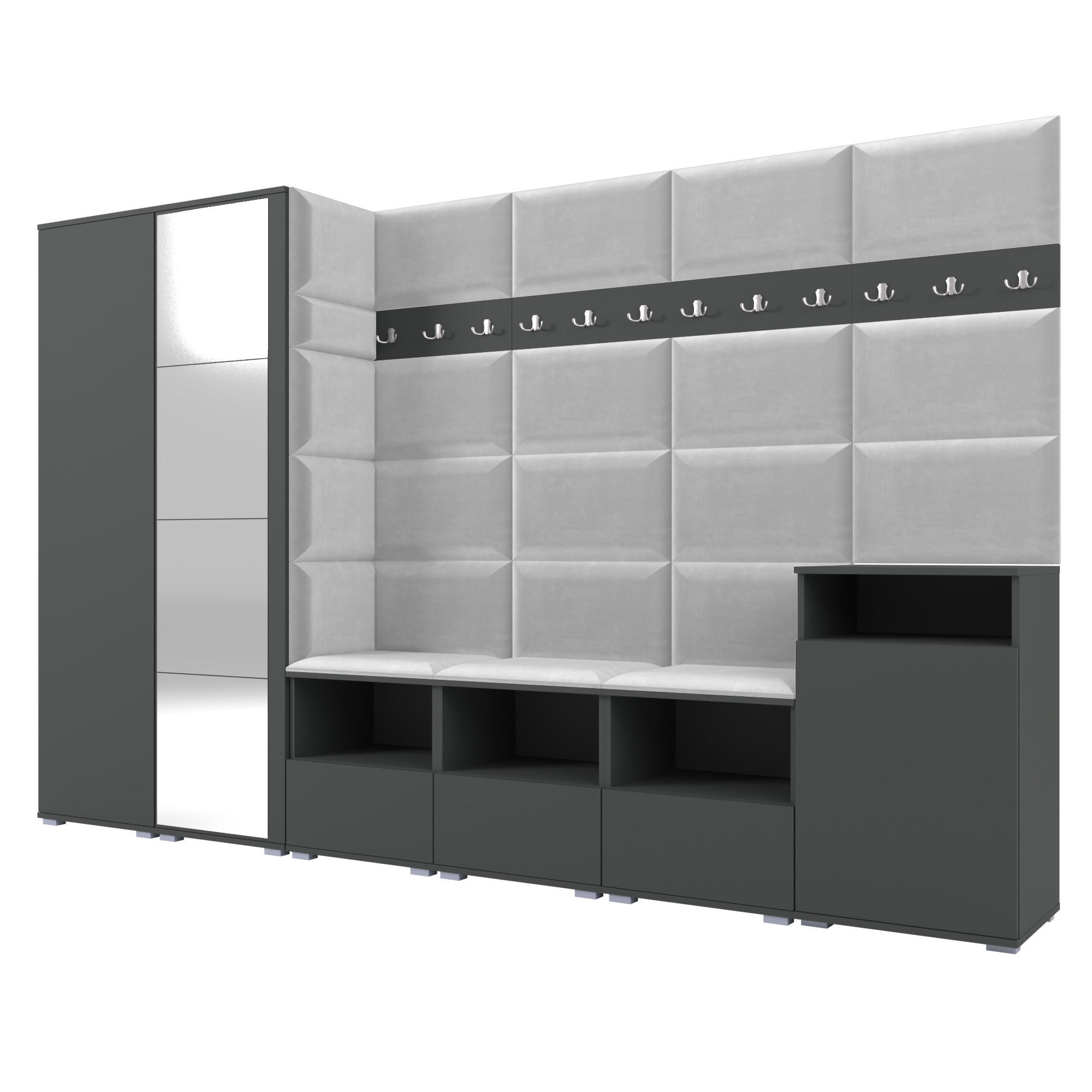 Ravio Garderobe Graphit, Hellgrau 300x187x40 cm