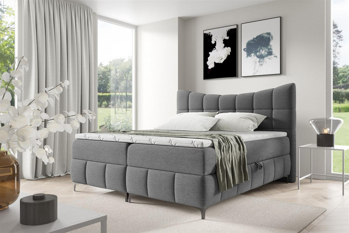 BOXBETT Charles In Aragon - Grau, Holzwerkstoff/Textil (120/200cm) - Fun Möbel