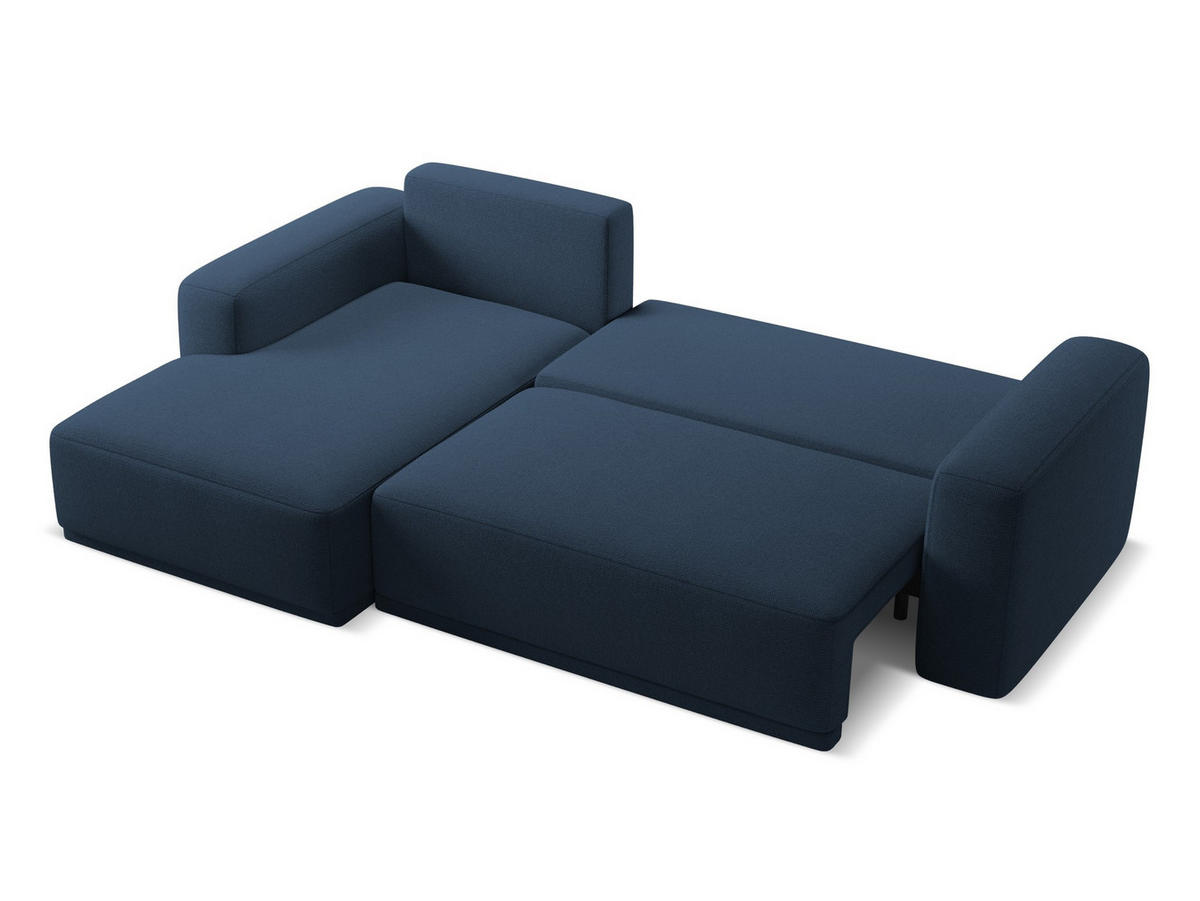 ECKSOFA mit Schlaffunktion Chenille Stoff Blau - Blau/Schwarz, Kunststoff/Textil (160/258cm) - Makamii