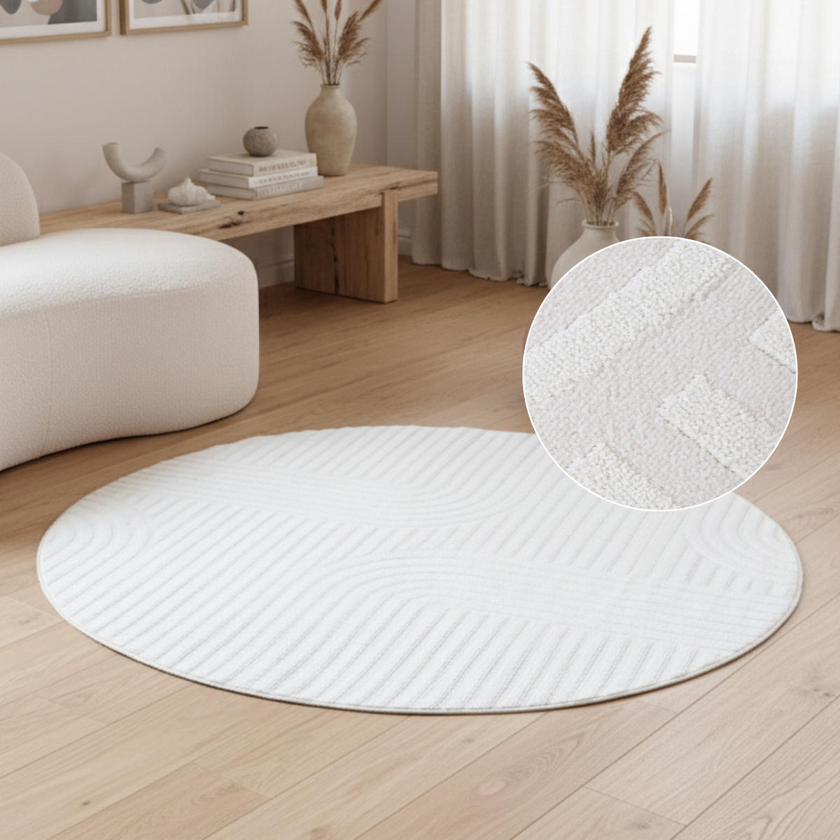 TEPPICH HYGGE Creme, rund 200/200 cm - Creme, Textil (200/200cm) - Tapiso