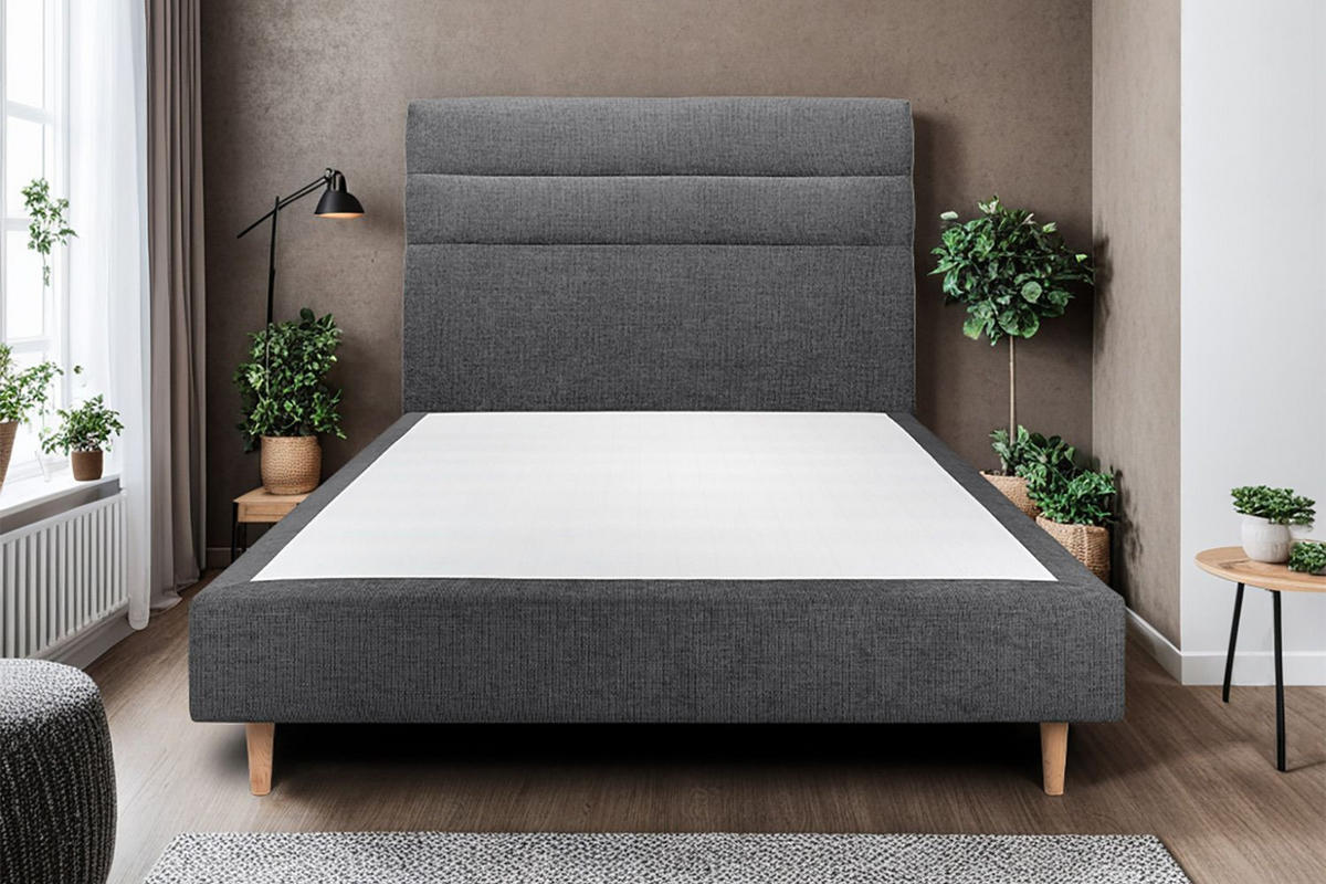 KOPFTEIL Modell Linien – Schwarzer Stoff 140 cm - Beige/Schwarz, Holz (140/120/10cm) - Sommeil de Plomb