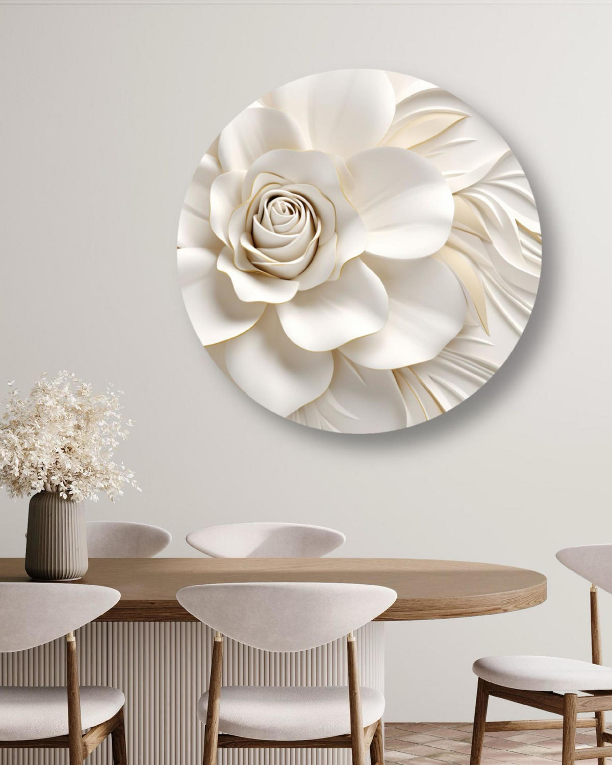 RUNDES BILD Weiß 40/40 cm - Weiß, Textil (40/40cm) - KUNSTLOFT