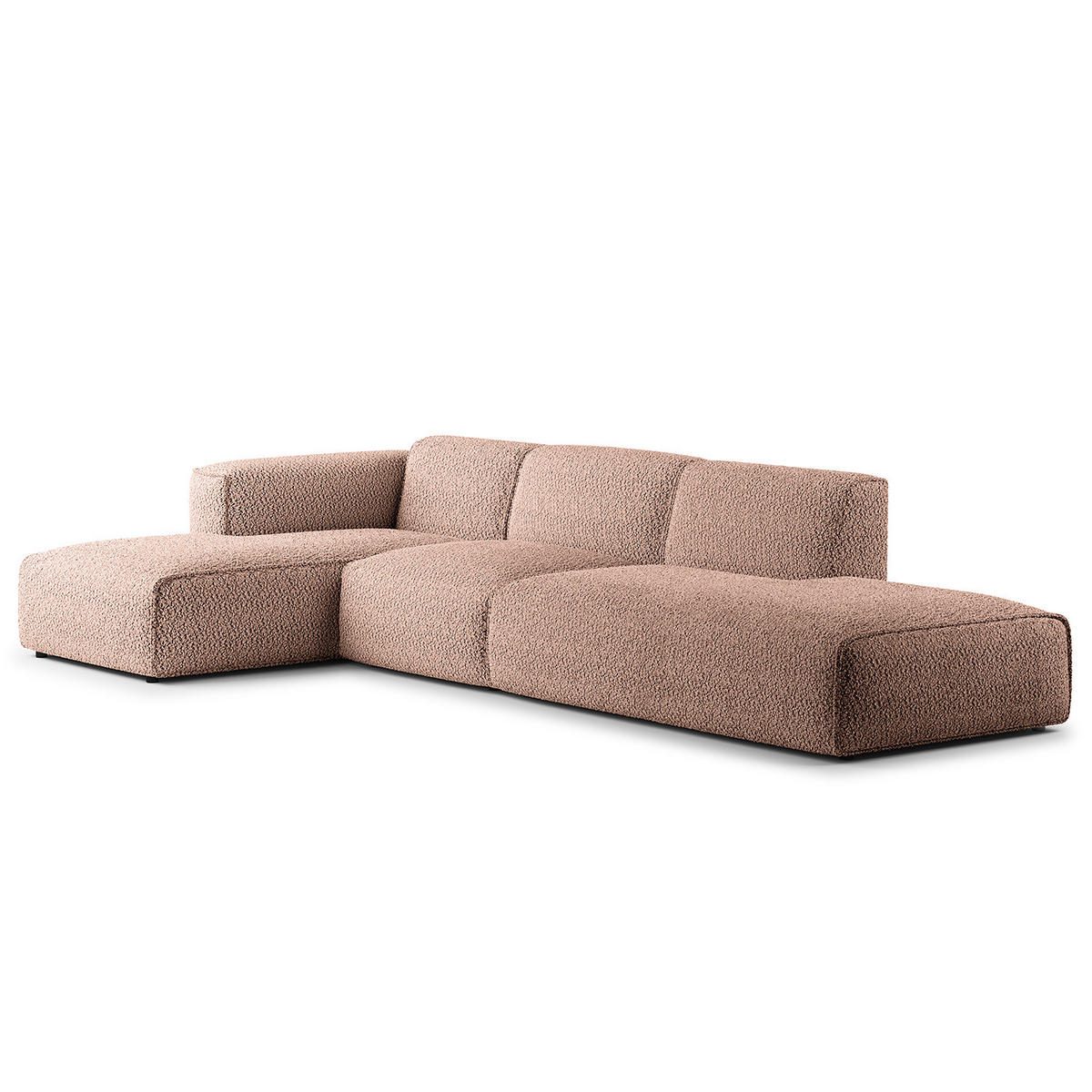 ECKSOFA mit Chaiselongue - Mauve/Schwarz, Kunststoff/Textil (290/173cm) - home24