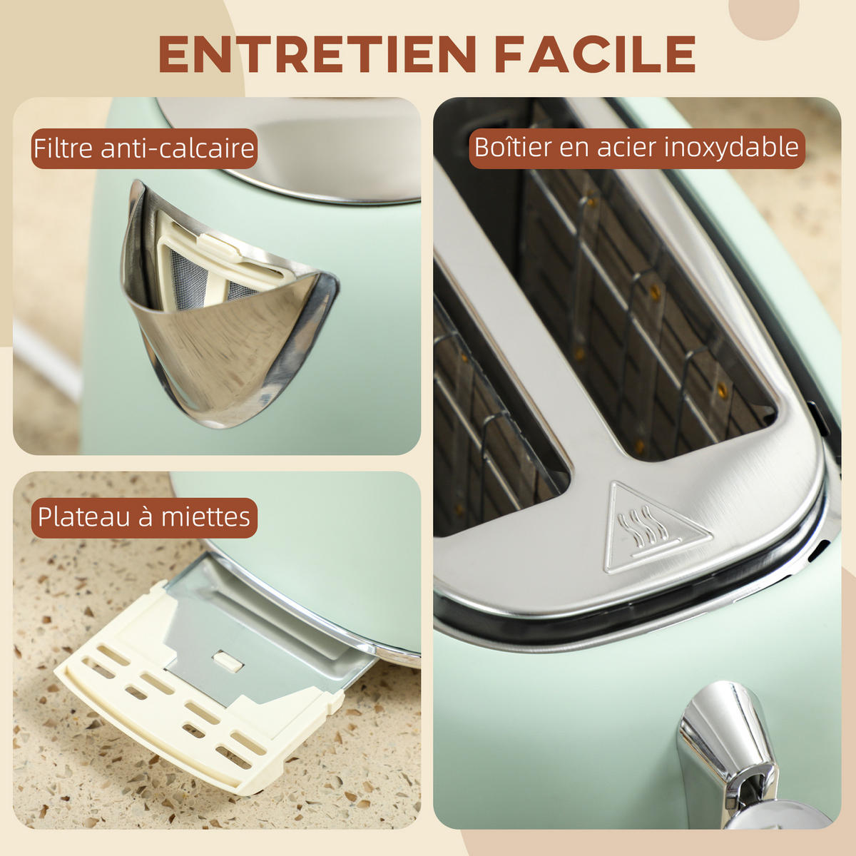WASSERKOCHER-TOASTER-SET DE-17459 Grün - Grün, Metall (15.6/24.2/21.5cm) - ComfortXL
