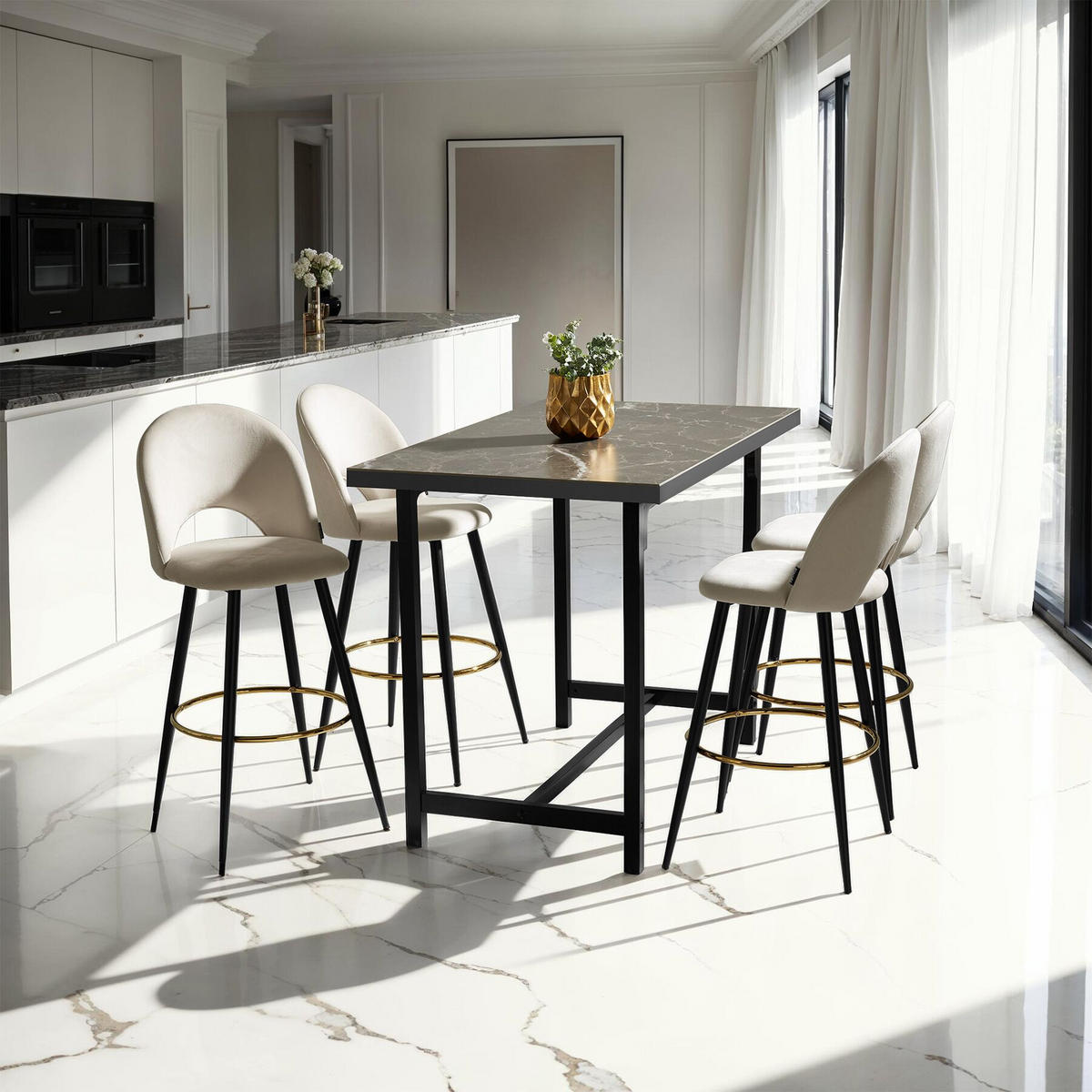 BARSTUHL Sachel,49 x 58 x 110 cm, Belastbarkeit 120 kg,creme/schwarz - Creme/Schwarz, Kunststoff (49/110/58cm) - tectake