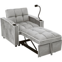 SCHLAFSOFA 3-in-1 ausziehbar 83 x 167 x 76 cm Samt Grau - Grau, Metall (167/76/83cm) - Meubliv