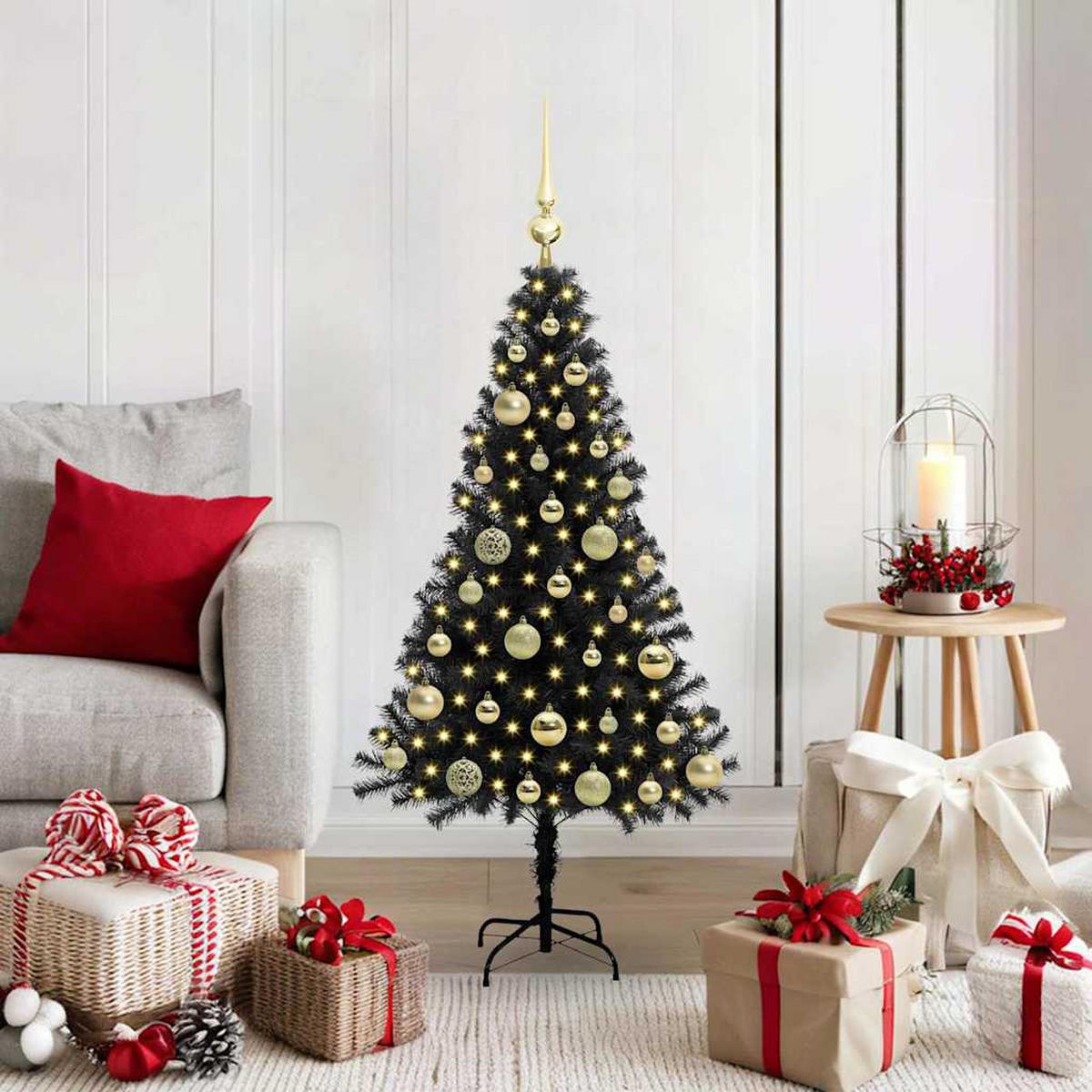 WEIHNACHTSBAUM 65/65/120 cm Schwarz PVC - Schwarz, Kunststoff (120cm) - vidaXL