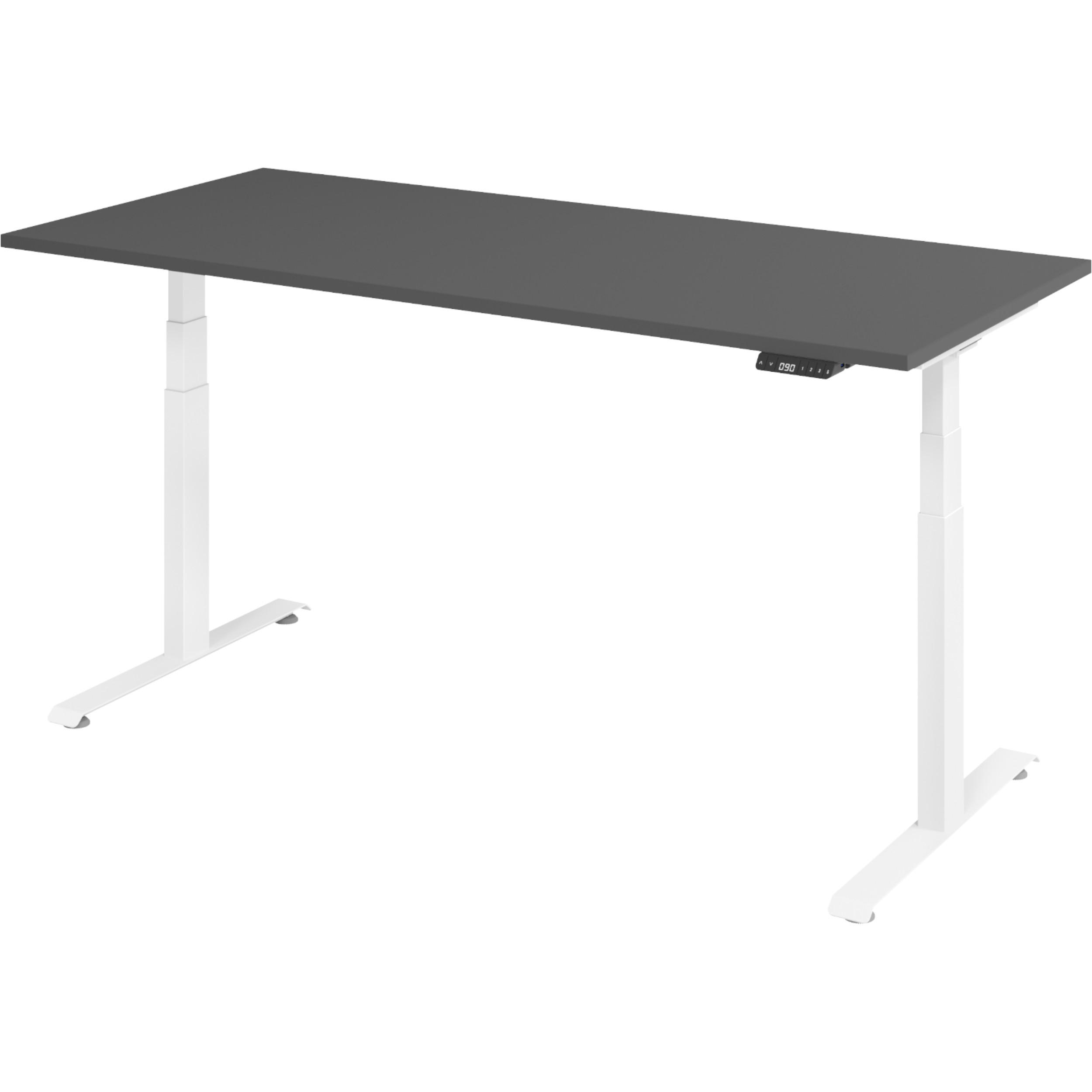 SCHREIBTISCH elektrisch 80/180/74 cm in Graphitfarben/Weiß - Graphitfarben/Weiß, Holzwerkstoff (80/180/74cm) - bümö