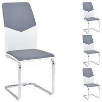 SCHWINGSTUHL LEONA 4ER-SET - Weiß/Grau, Textil/Metall (44/99/62cm) - IDIMEX