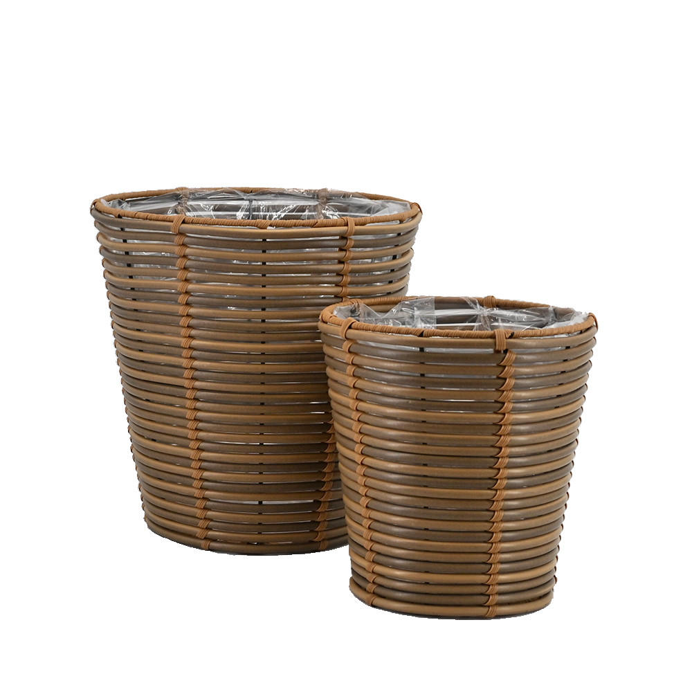 PFLANZKÖRBE 2er Set, Rattan, Braun - Braun, Kunststoff (31cm) - dasmöbelwerk