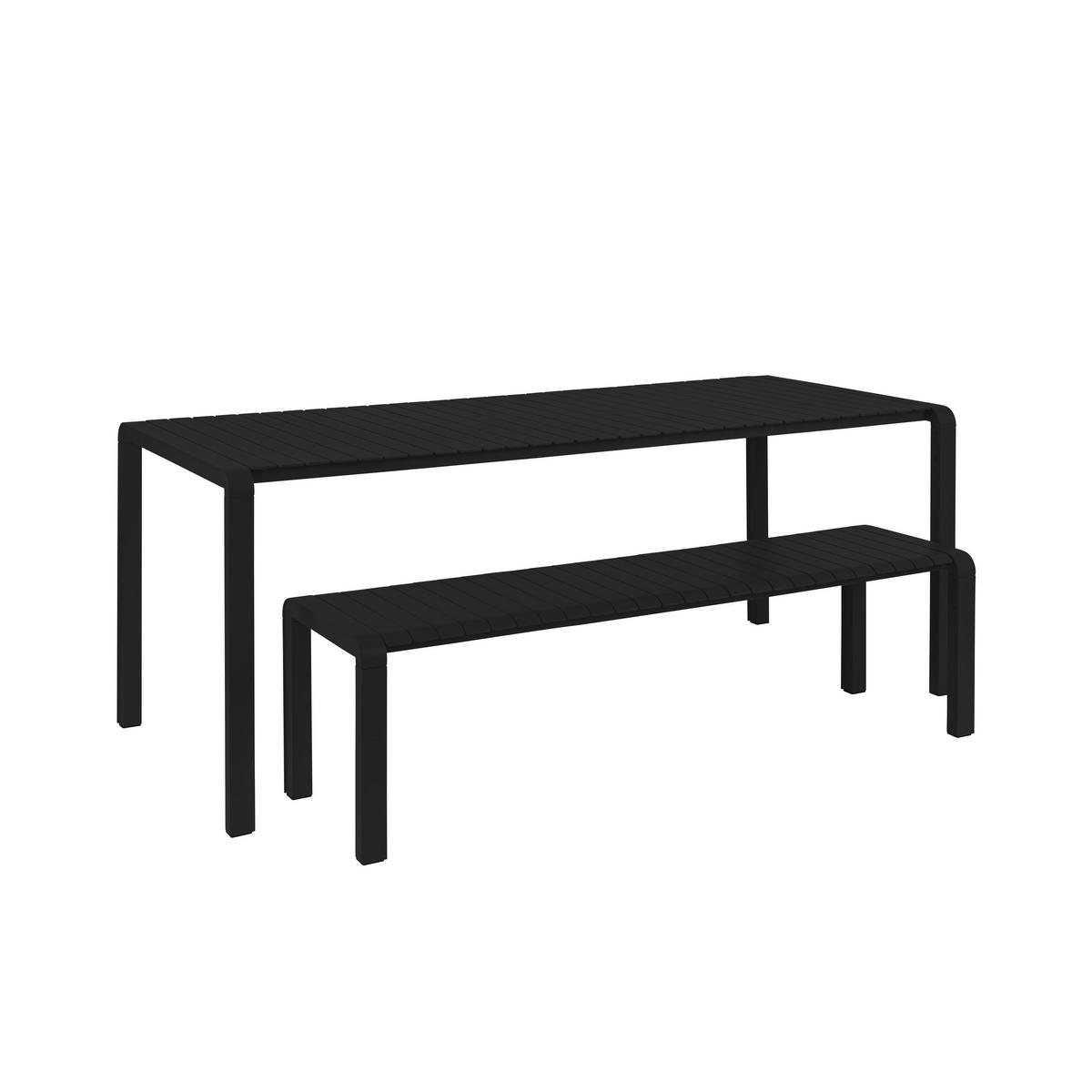GARTENTISCH Vondel 214x97 cm Schwarz - Schwarz, Metall (214/96.7/75cm) - Zuiver