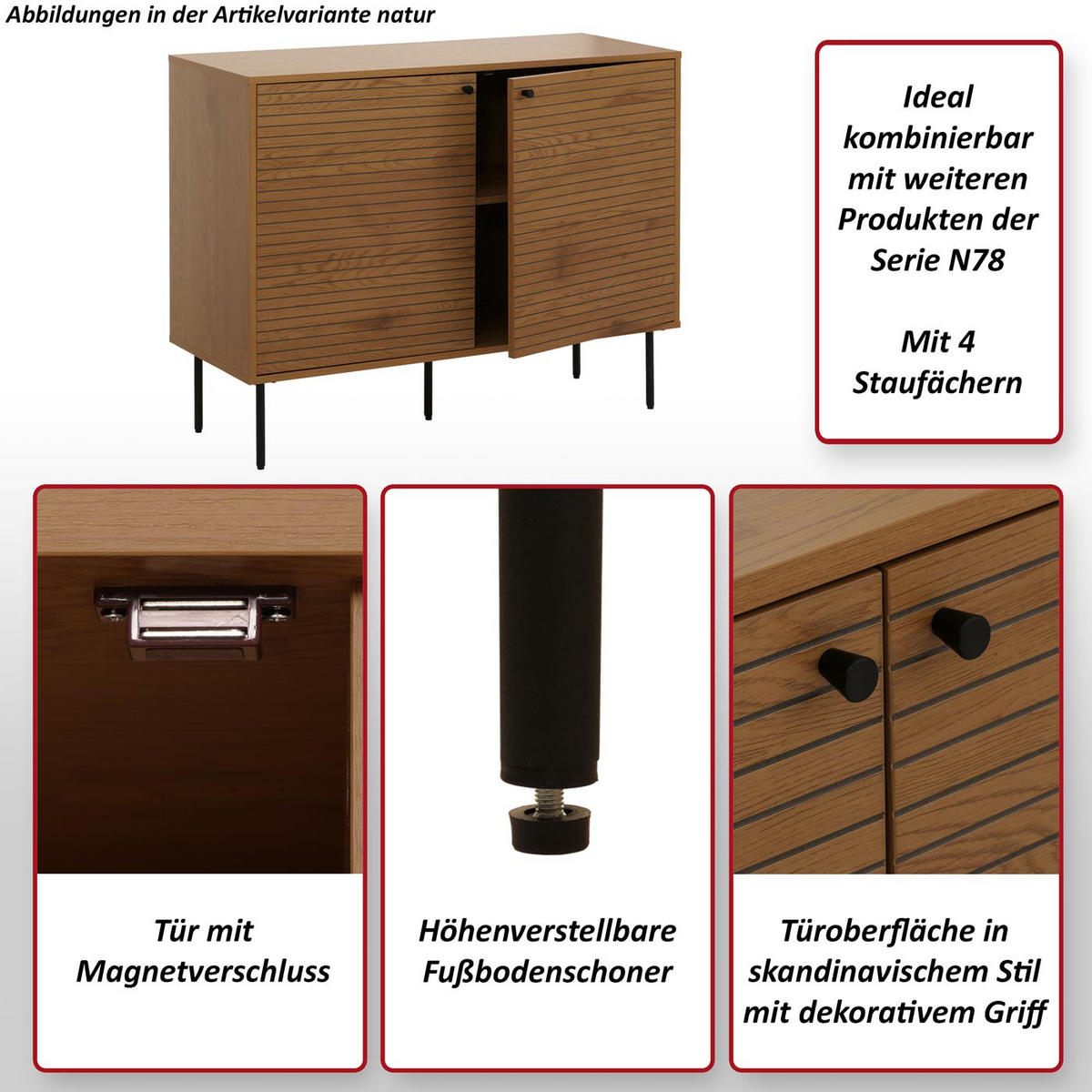 SIDEBOARD Braun - Braun, Holz (110/86/40cm) - MCW